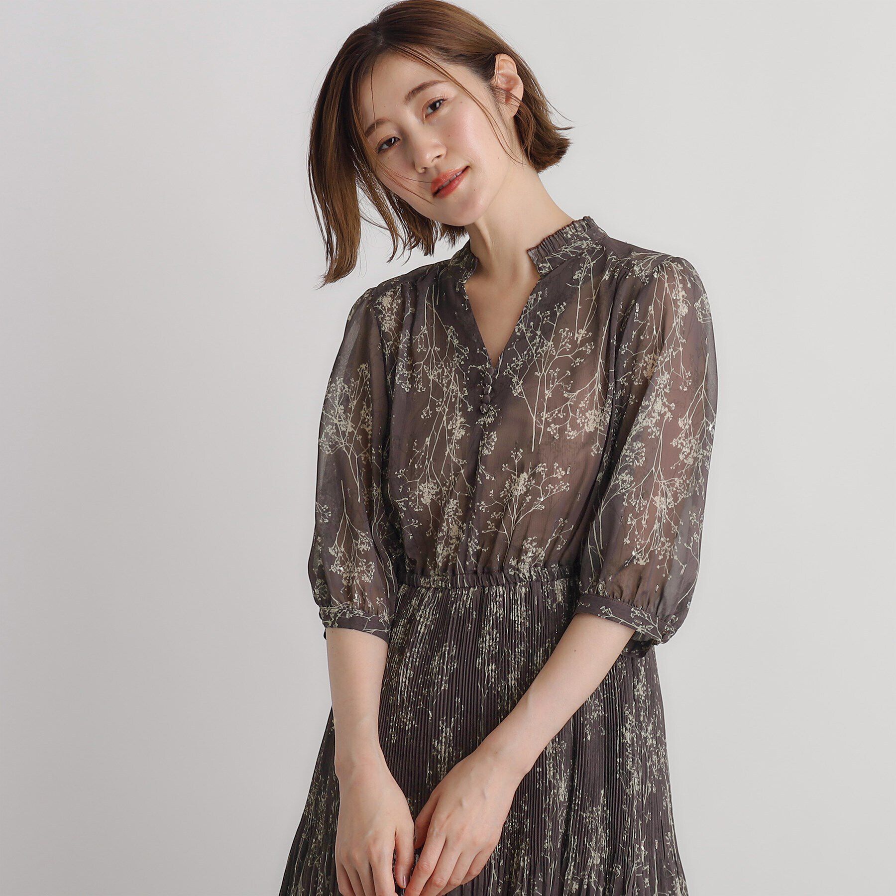 grove「ラメジャカードプリーツワンピース」|ワンピース|