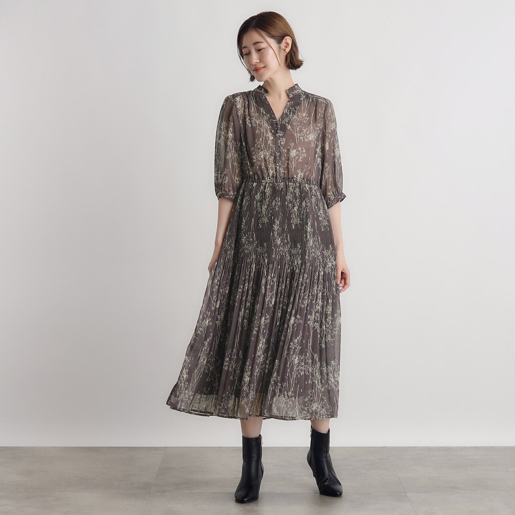 grove「ラメジャカードプリーツワンピース」|ワンピース|