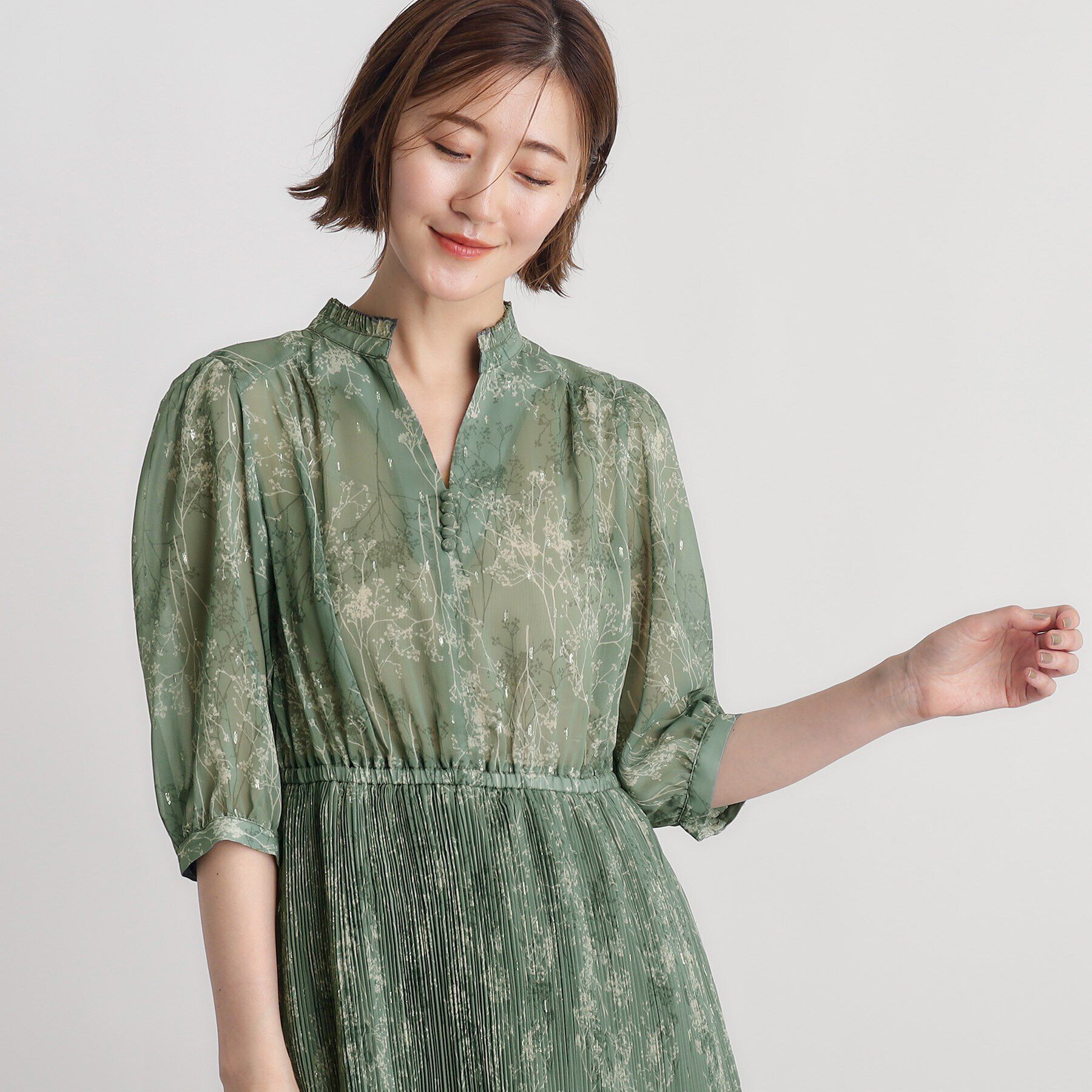 grove「ラメジャカードプリーツワンピース」|ワンピース|