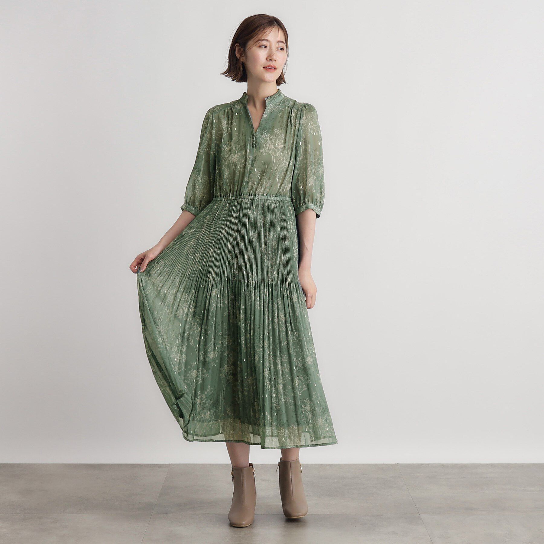 grove「ラメジャカードプリーツワンピース」|ワンピース|