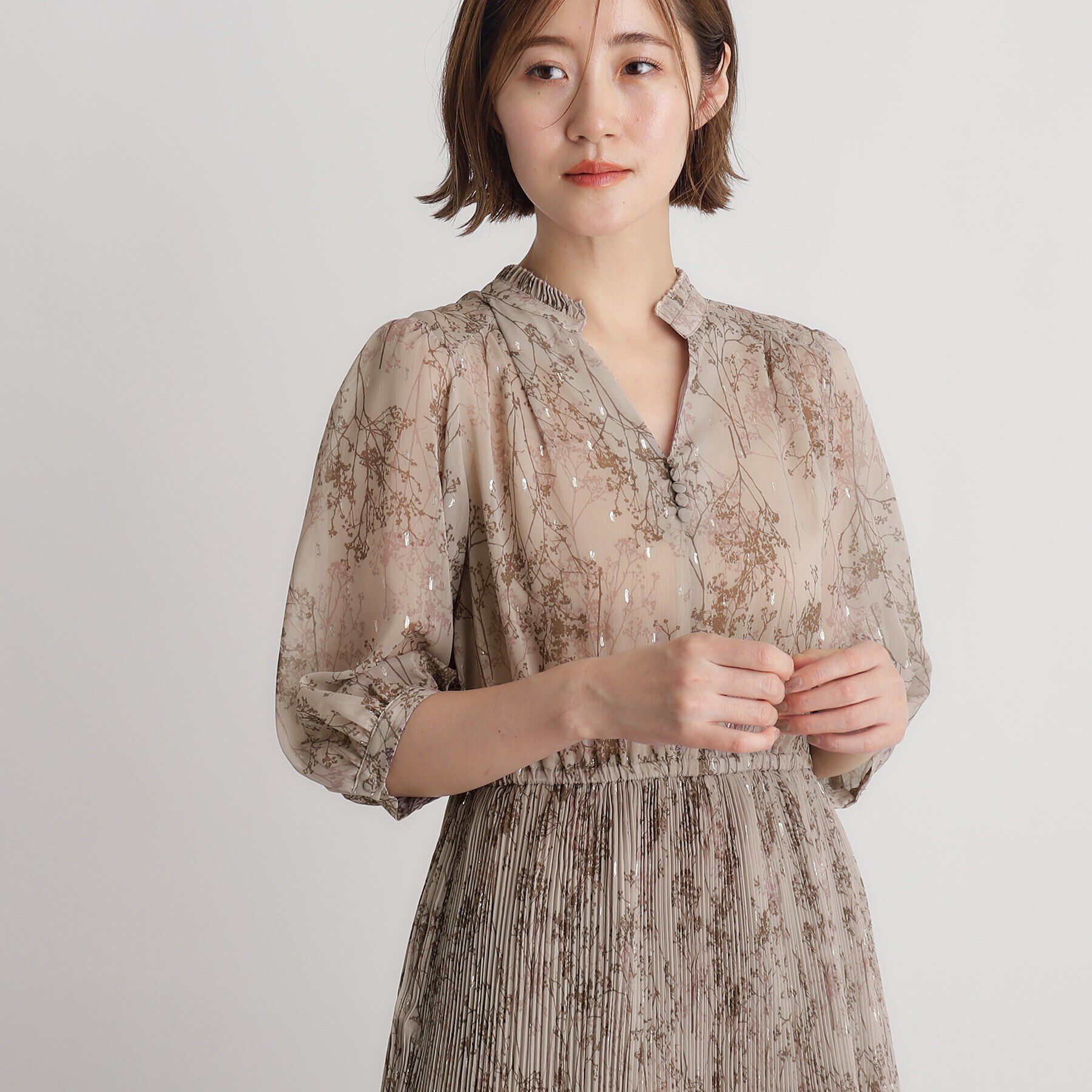 grove「ラメジャカードプリーツワンピース」|ワンピース|