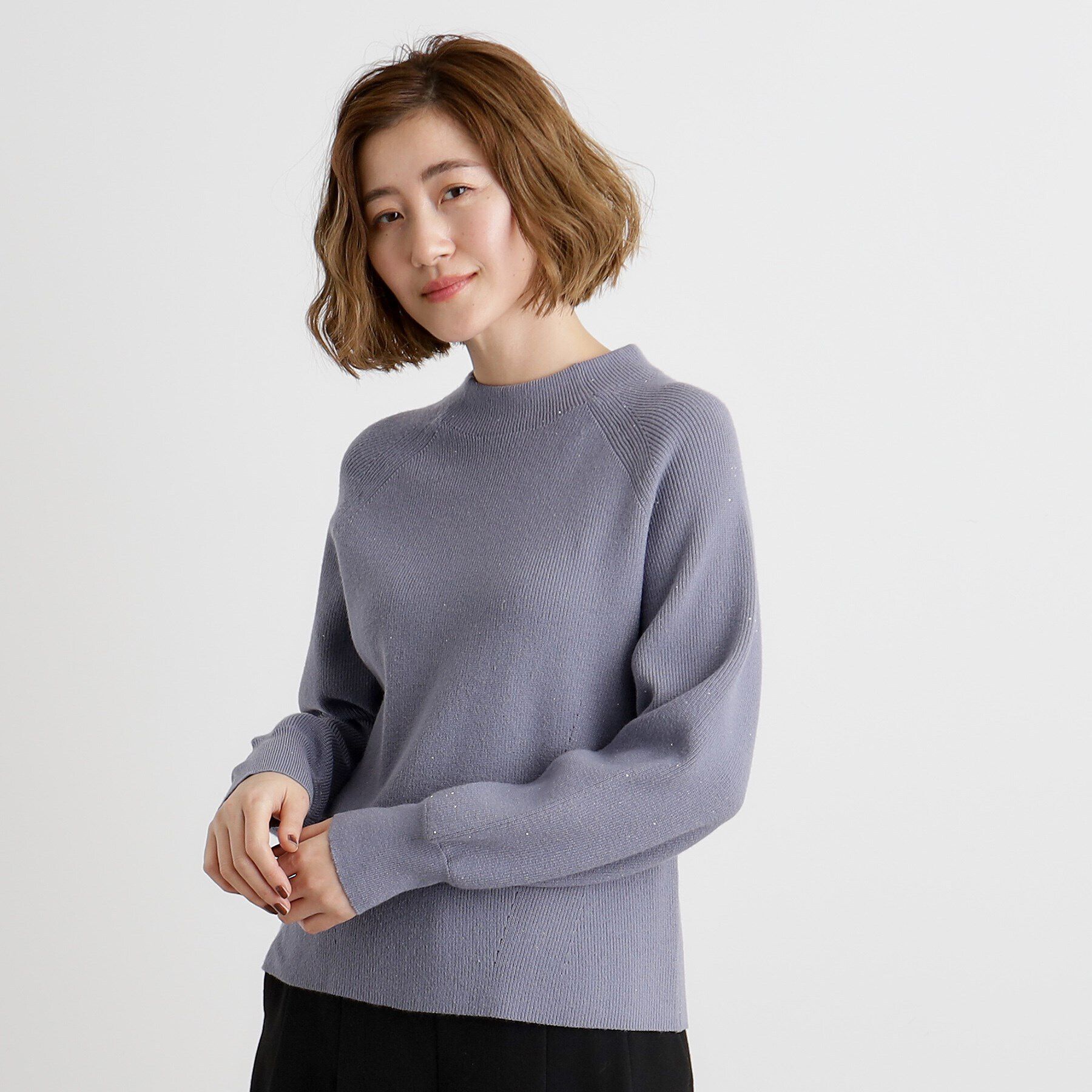 grove「ミニスパンコール片畦ニットプルオーバー」|ニット・セーター|ブルー(091)