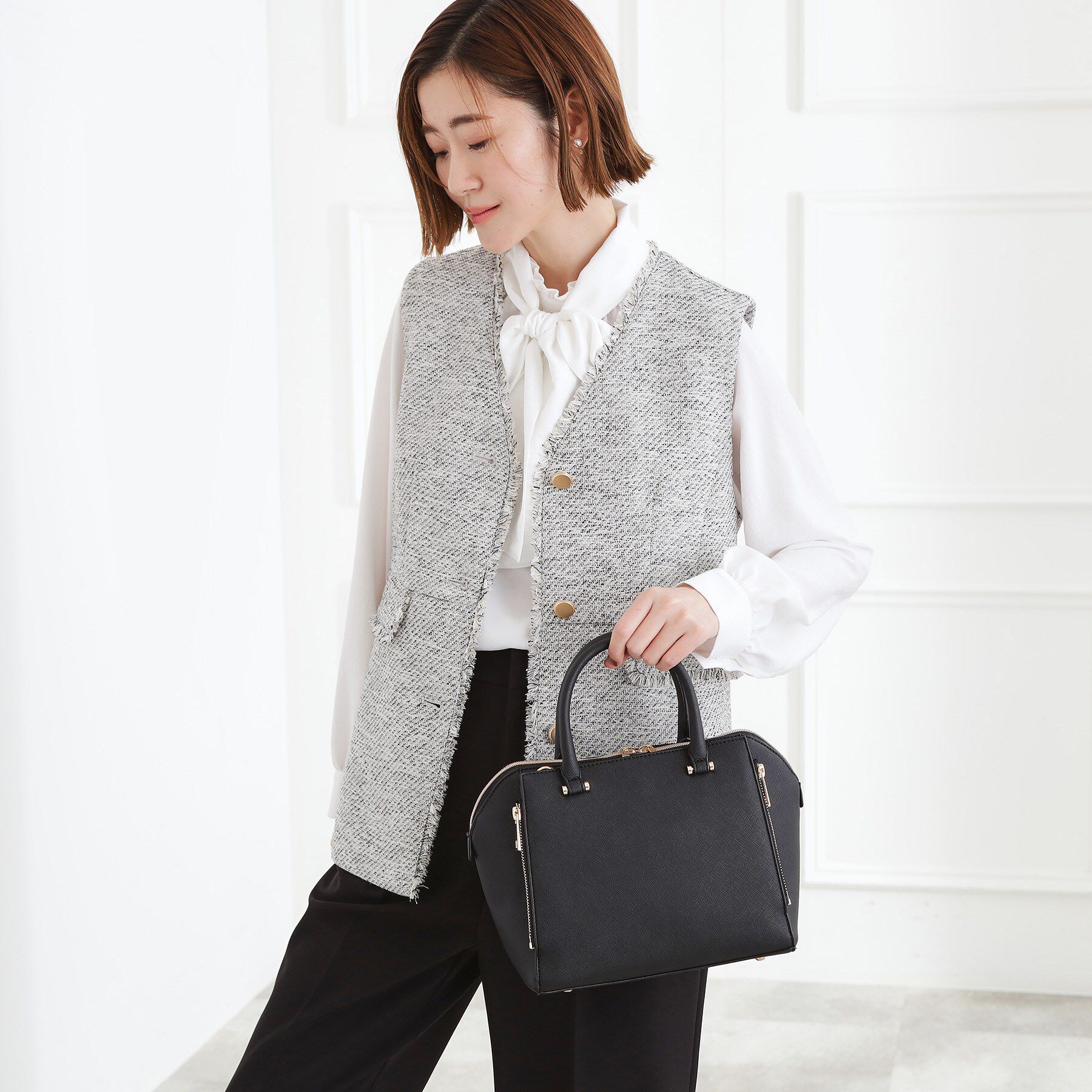 grove「【人間工学】タテZipバーハンドル2WAYトート」|トートバッグ|