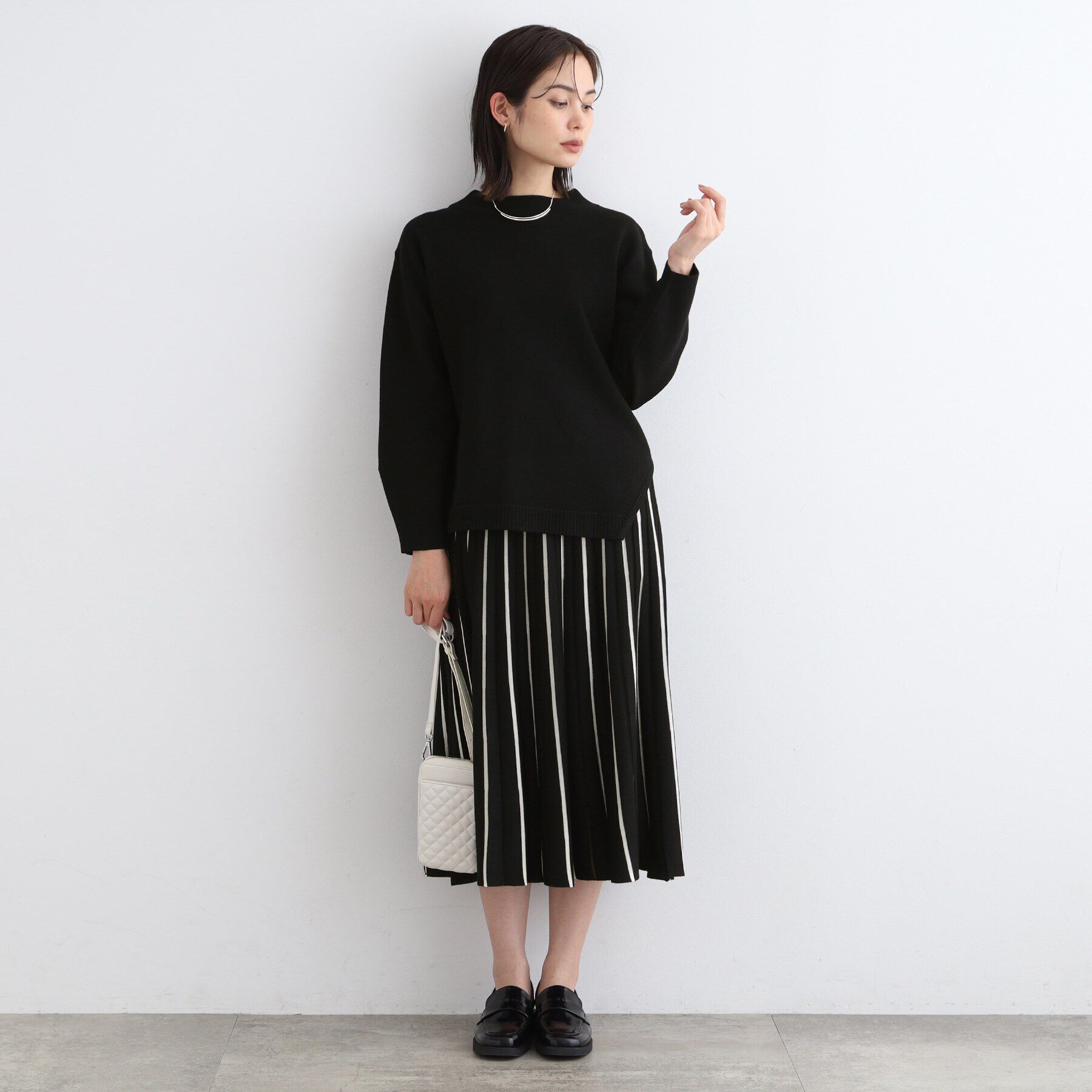 INDIVI「【洗える／SETUP可能】ジャカードニットプリーツスカート」|スカート|