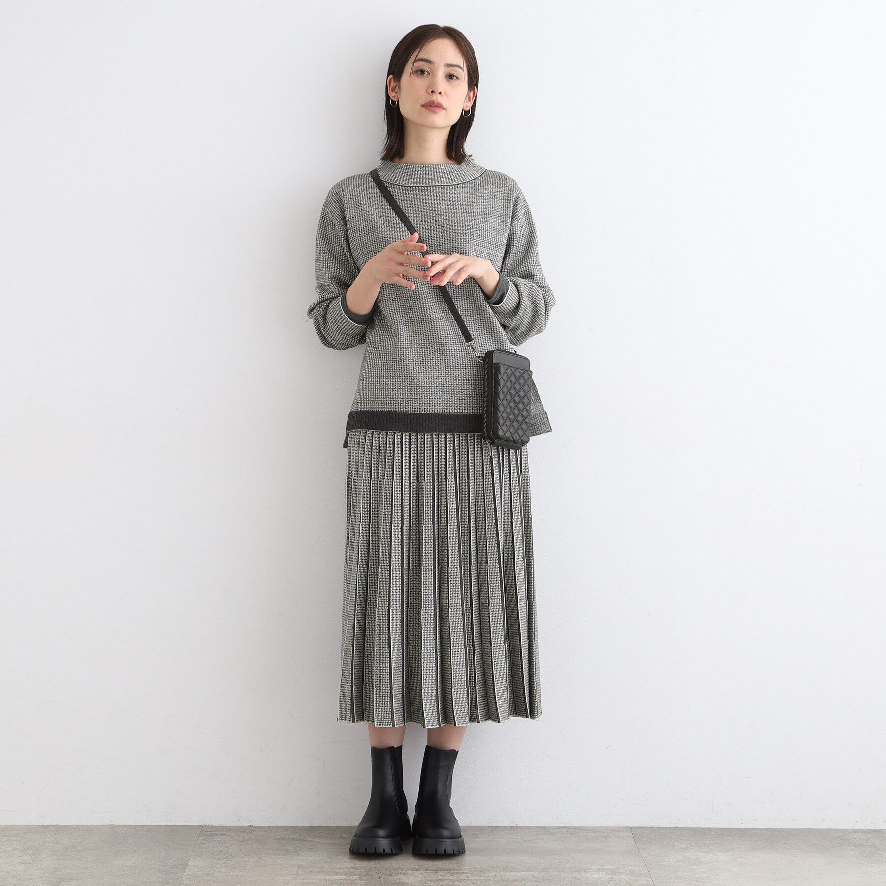 INDIVI「【洗える／SETUP可能】ジャカードニットプリーツスカート」|スカート|