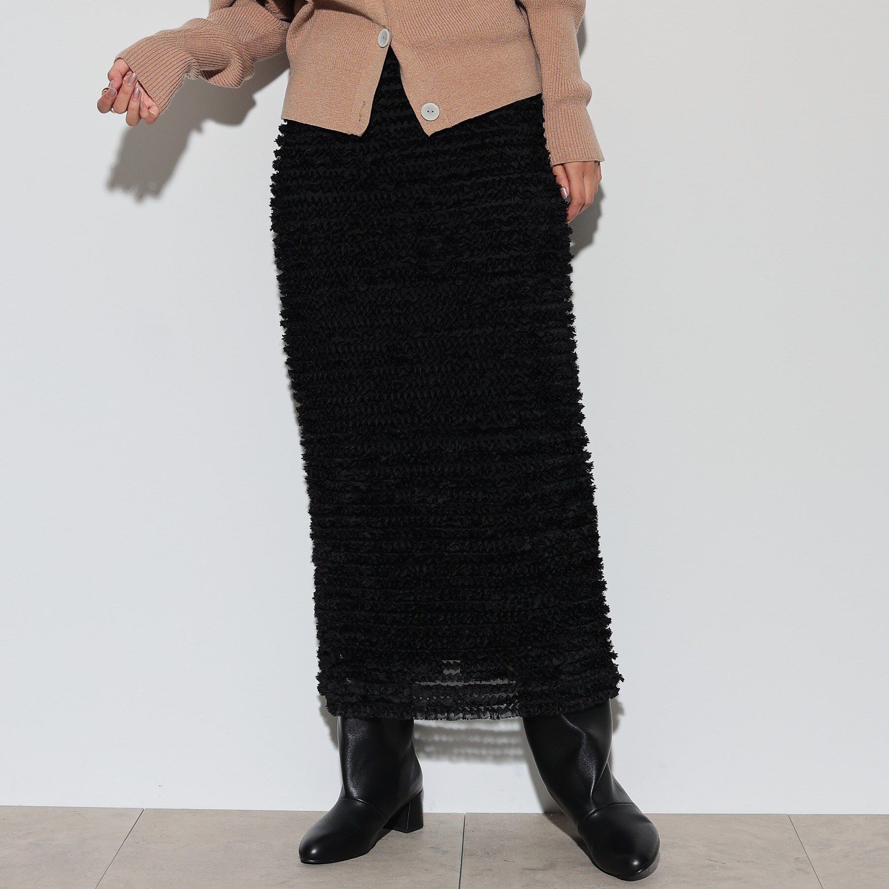 GALLEST「チュールシフォンナロースカート」|スカート|ブラック(019)