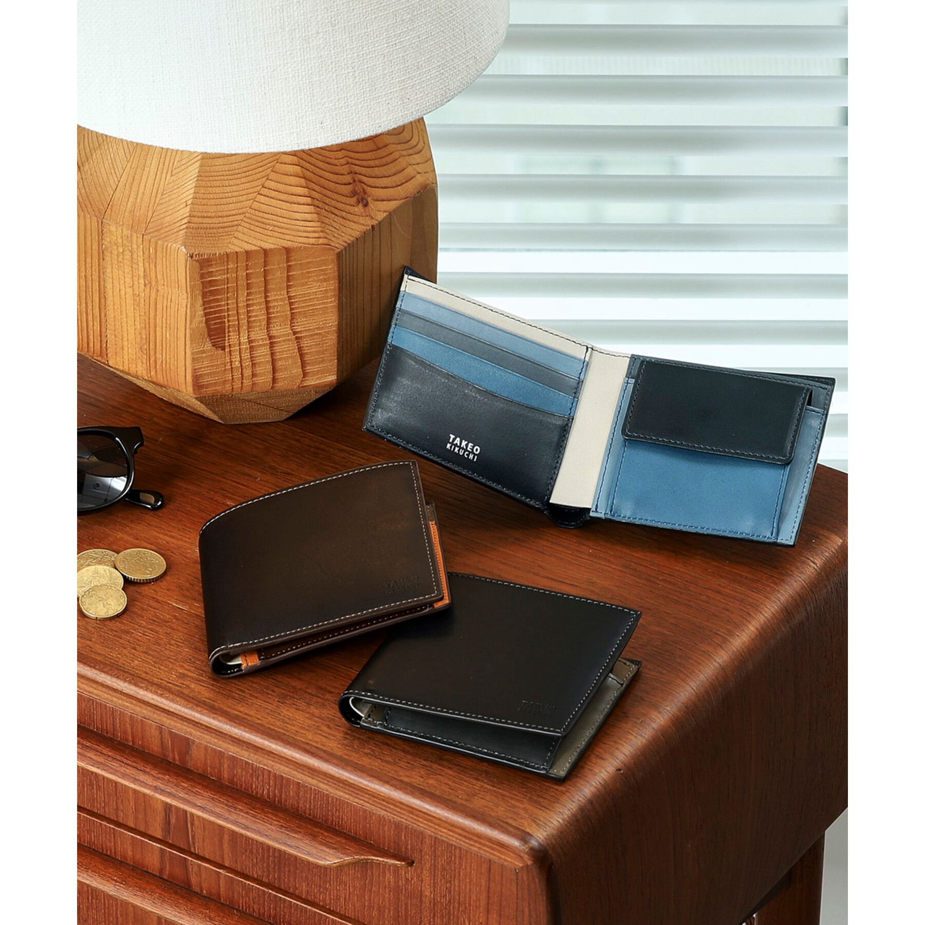 TAKEO KIKUCHI「アンティーク調レザー 2つ折り財布」|財布|