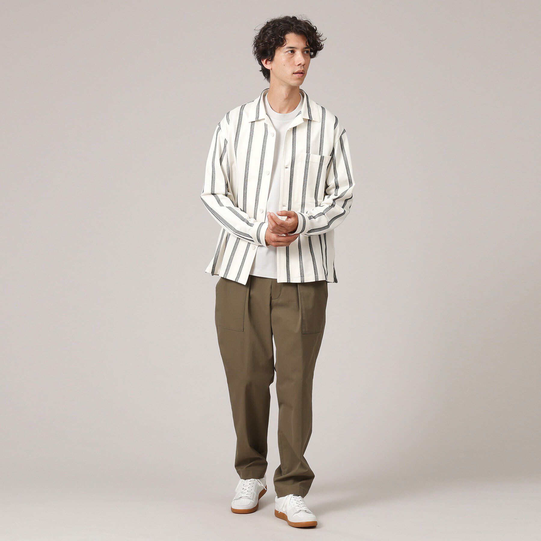 TAKEO KIKUCHI「カラミ ストライプ ジャージー シャツ」|シャツ・ブラウス|