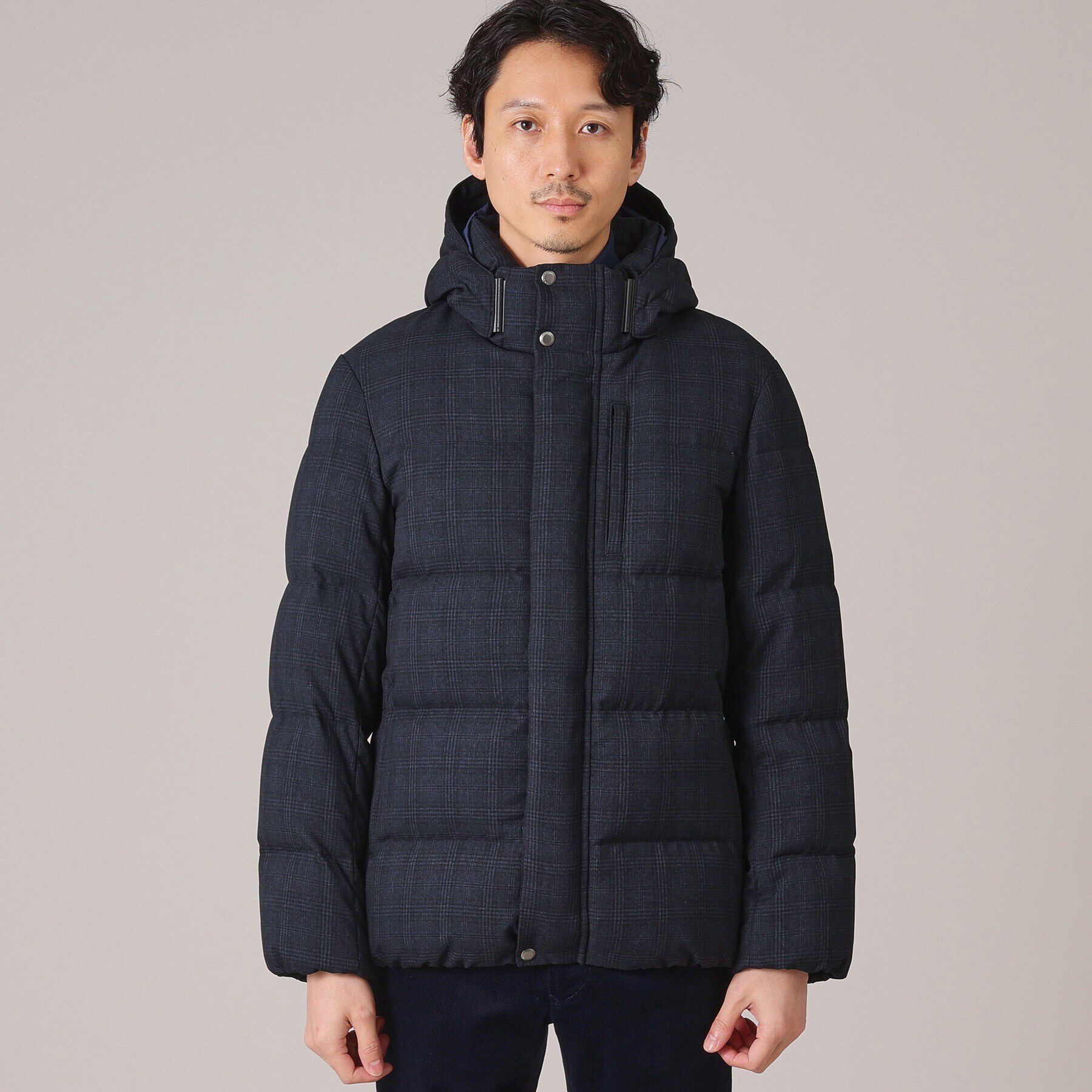 TAKEO KIKUCHI「【735フィルパワー】グレンチェック ダウンブルゾン」|ブルゾン・スタジャン|