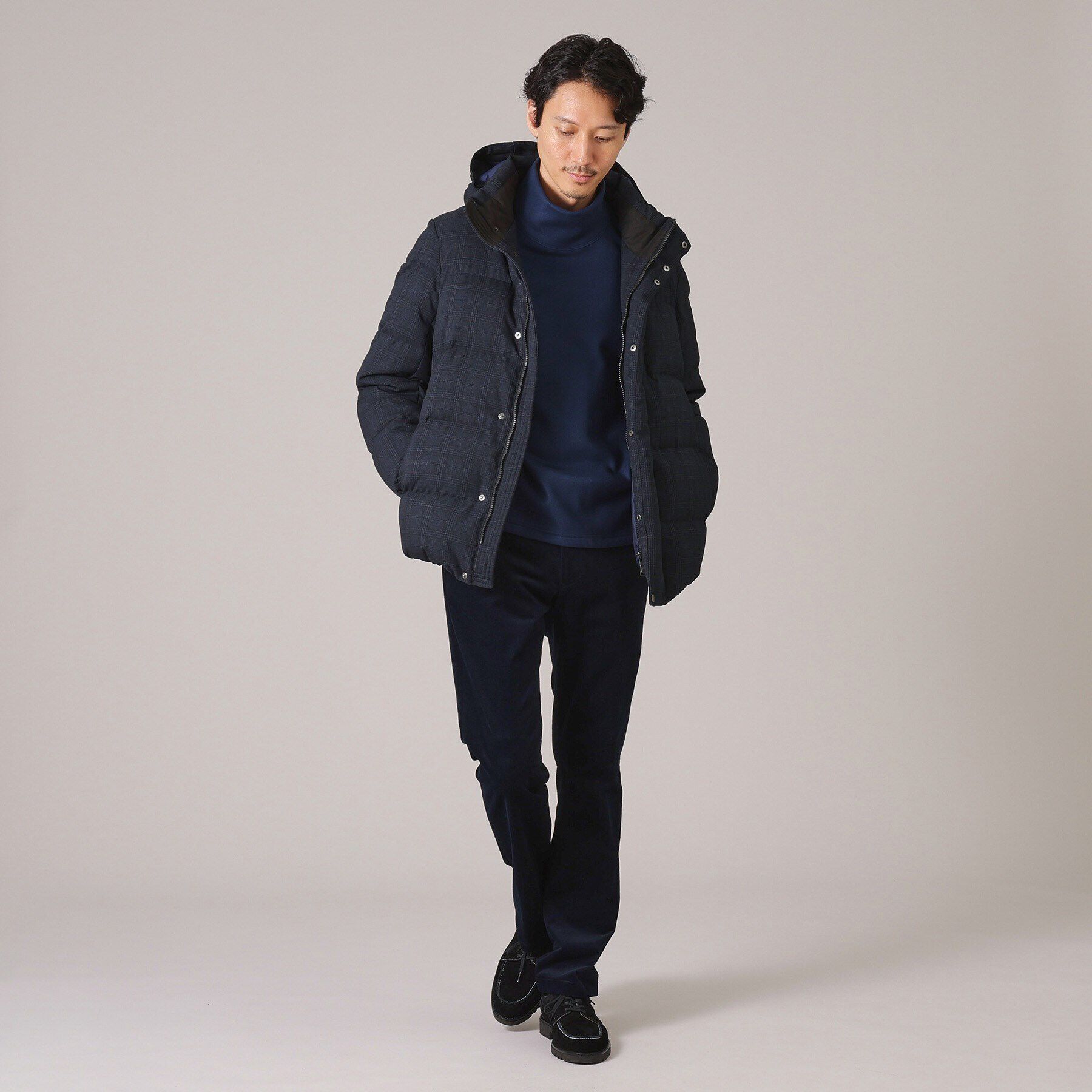 TAKEO KIKUCHI「【735フィルパワー】グレンチェック ダウンブルゾン」|ブルゾン・スタジャン|