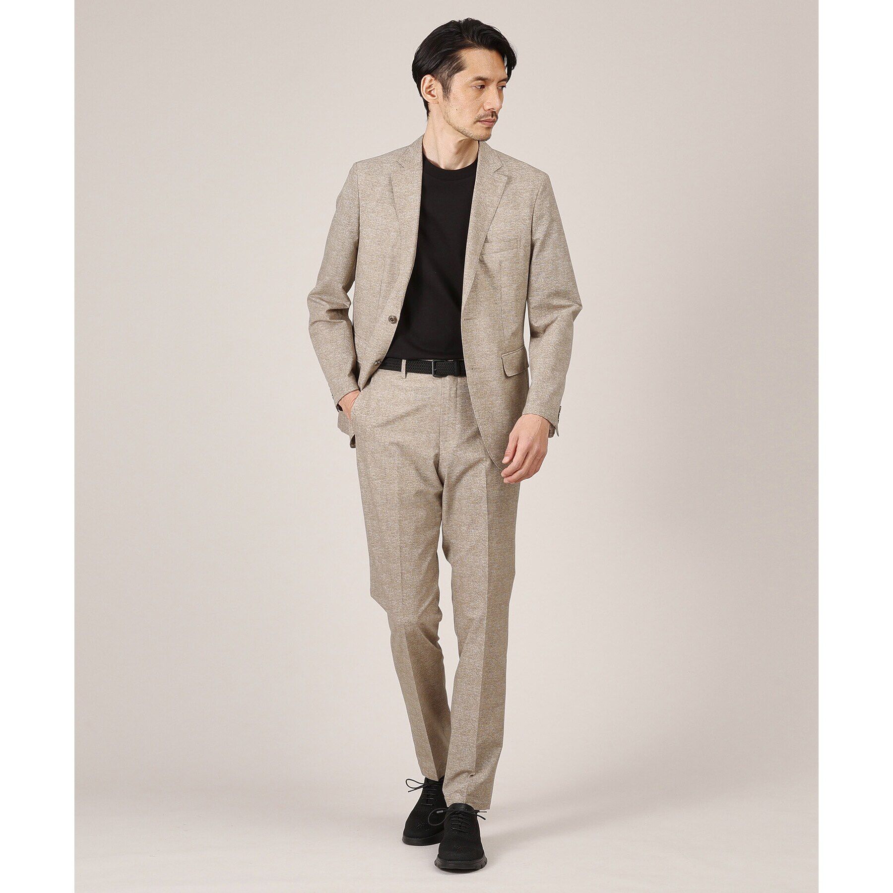 TAKEO KIKUCHI「【Made in JAPAN】レザーコンビ マットバックル ゴムメッシュベルト」|ベルト|