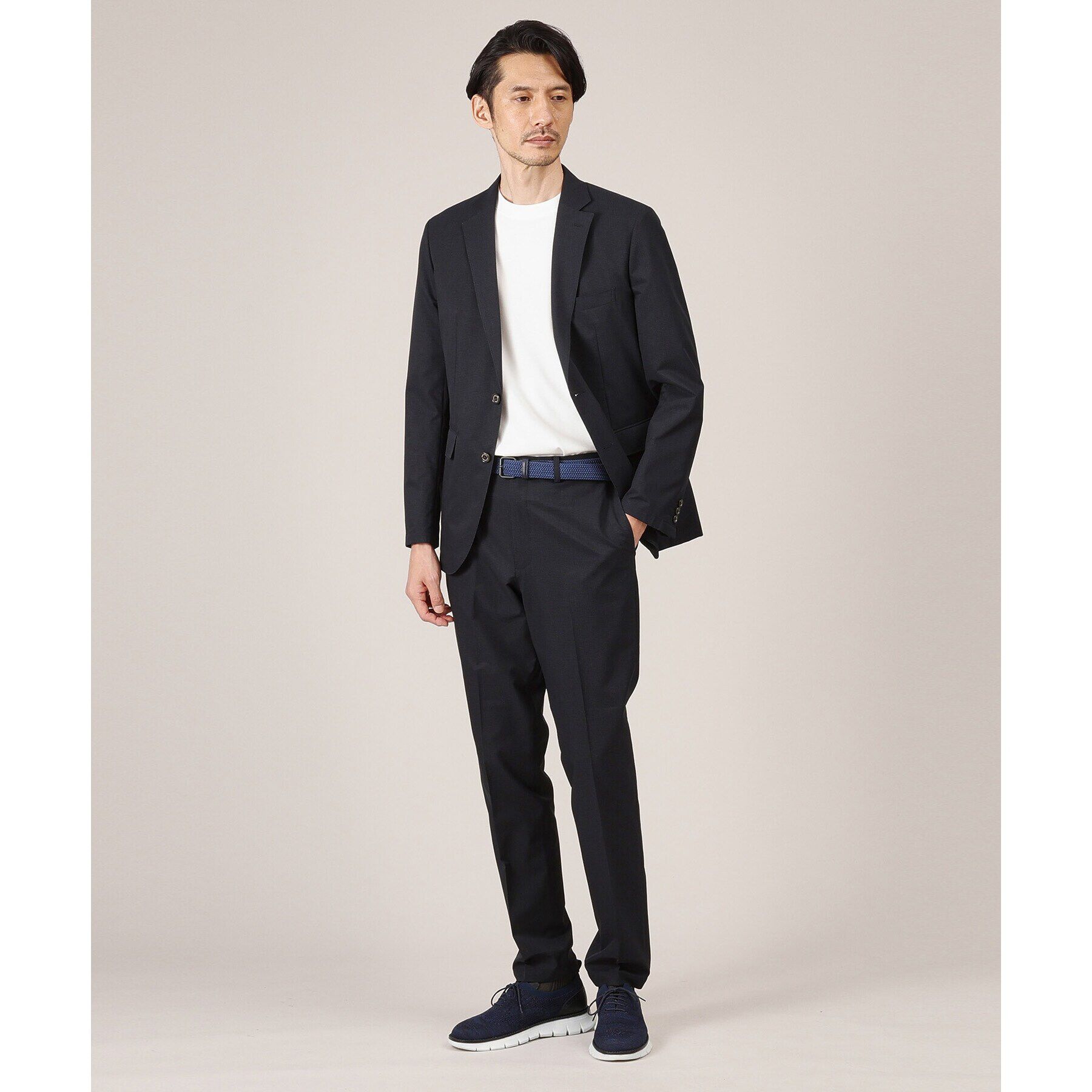 TAKEO KIKUCHI「【Made in JAPAN】レザーコンビ マットバックル ゴムメッシュベルト」|ベルト|