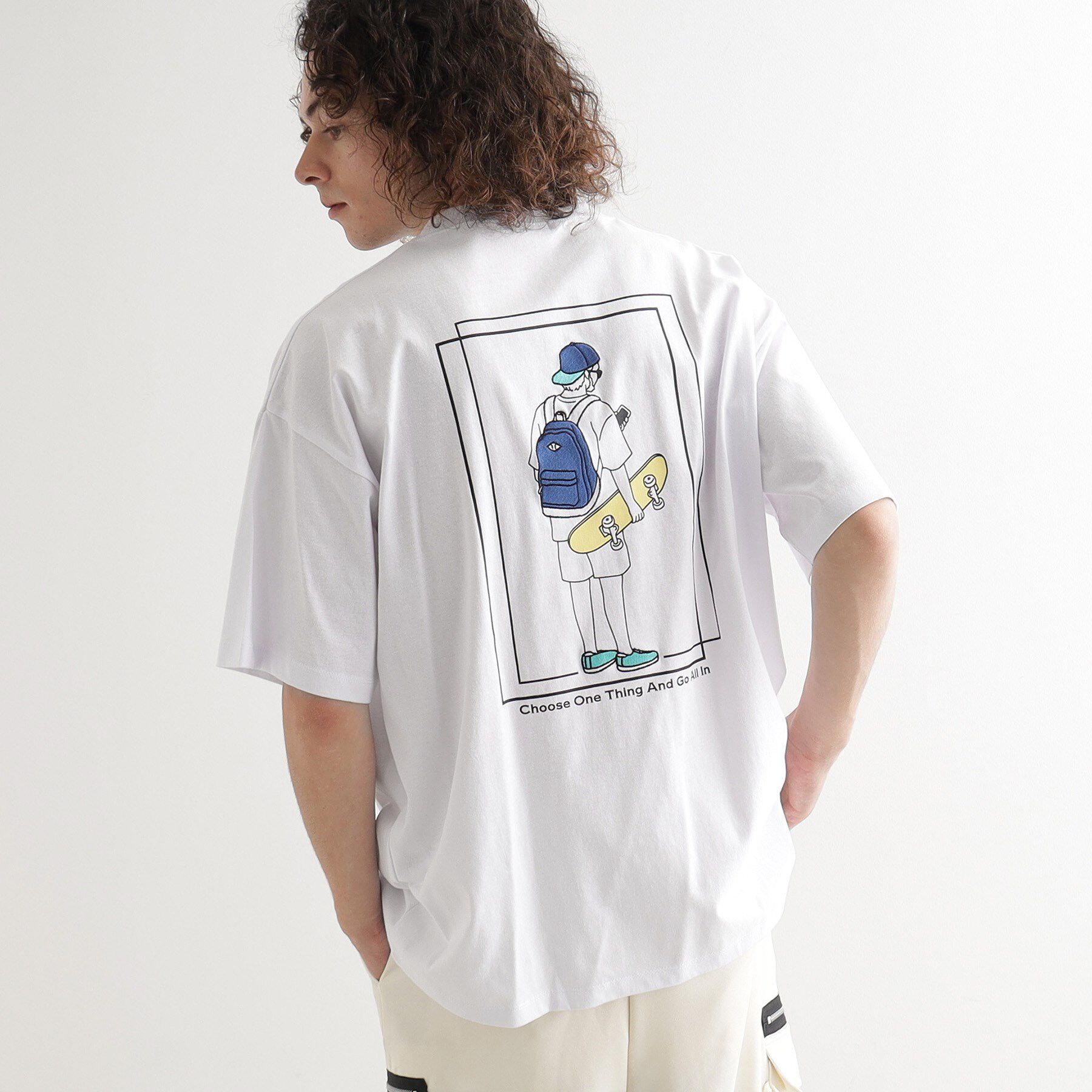 tk.TAKEO KIKUCHI「バックスケート刺繍T－Shirt」|Tシャツ・カットソー|ホワイト(001)