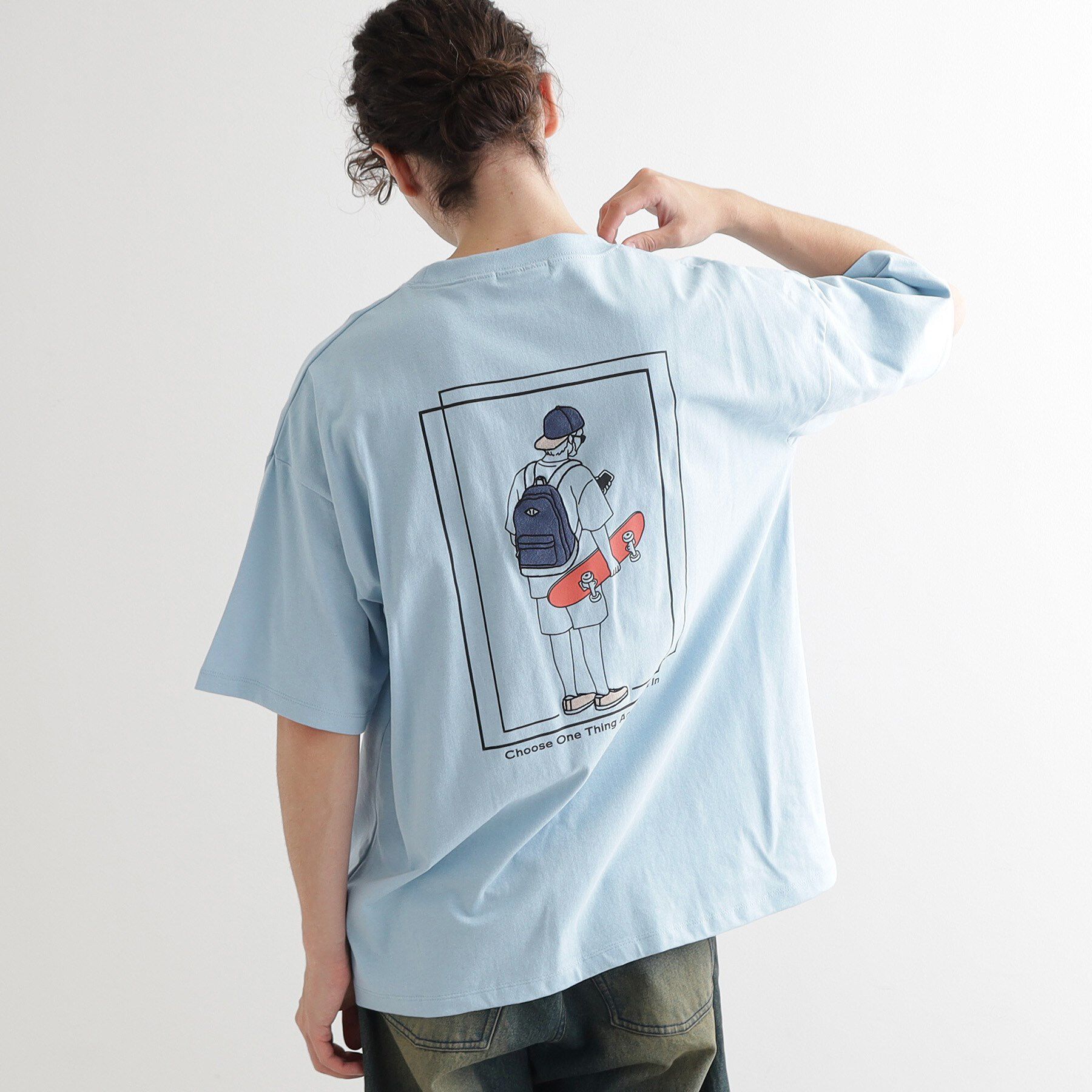 tk.TAKEO KIKUCHI「バックスケート刺繍T－Shirt」|Tシャツ・カットソー|サックスブルー(09