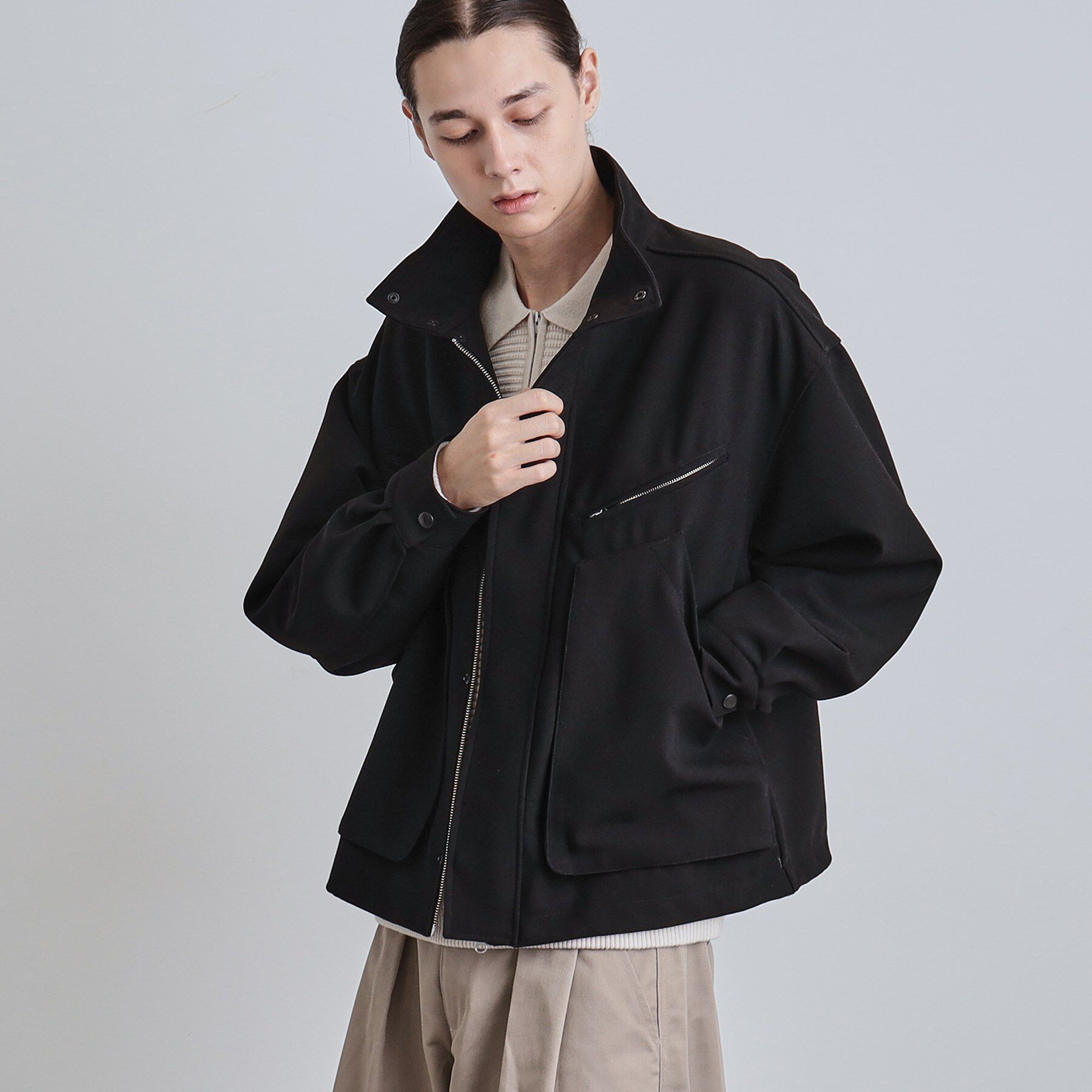 tk.TAKEO KIKUCHI「フライトジャケット」|ブルゾン・スタジャン|ブラック(019)