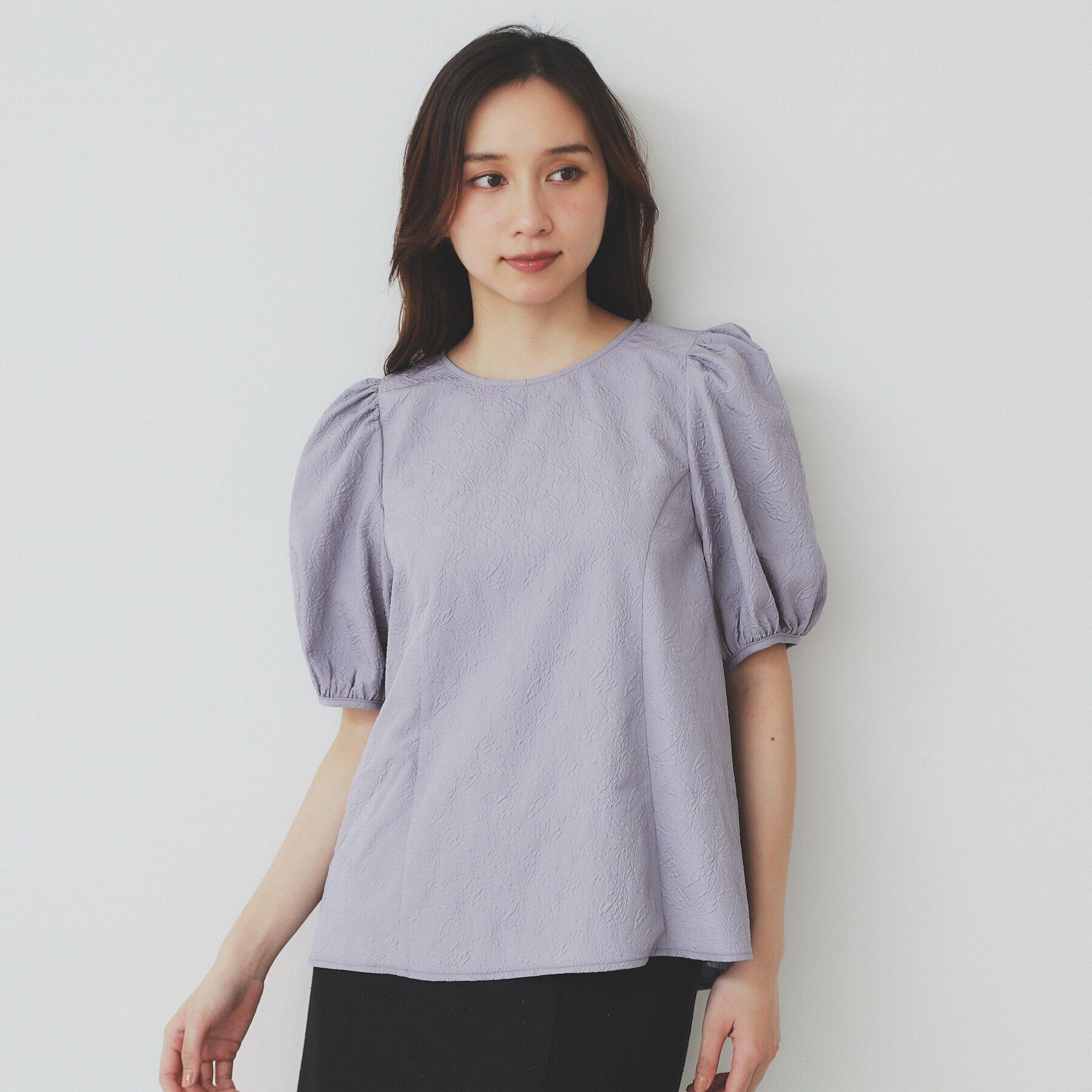 index「フラワージャカードパフフレアブラウス【洗濯機洗い可/防シワ】」|シャツ・ブラウス|