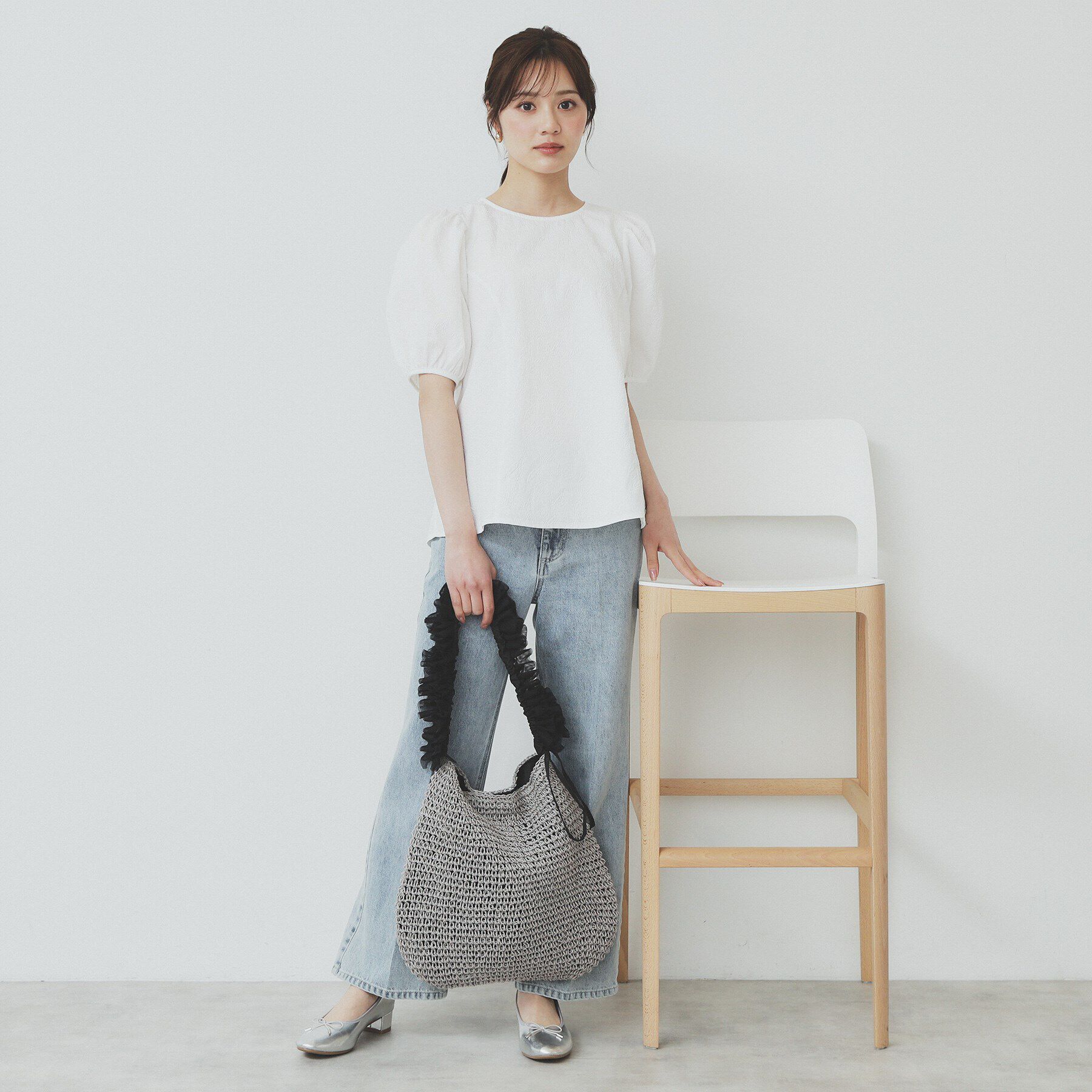 index「フラワージャカードパフフレアブラウス【洗濯機洗い可/防シワ】」|シャツ・ブラウス|