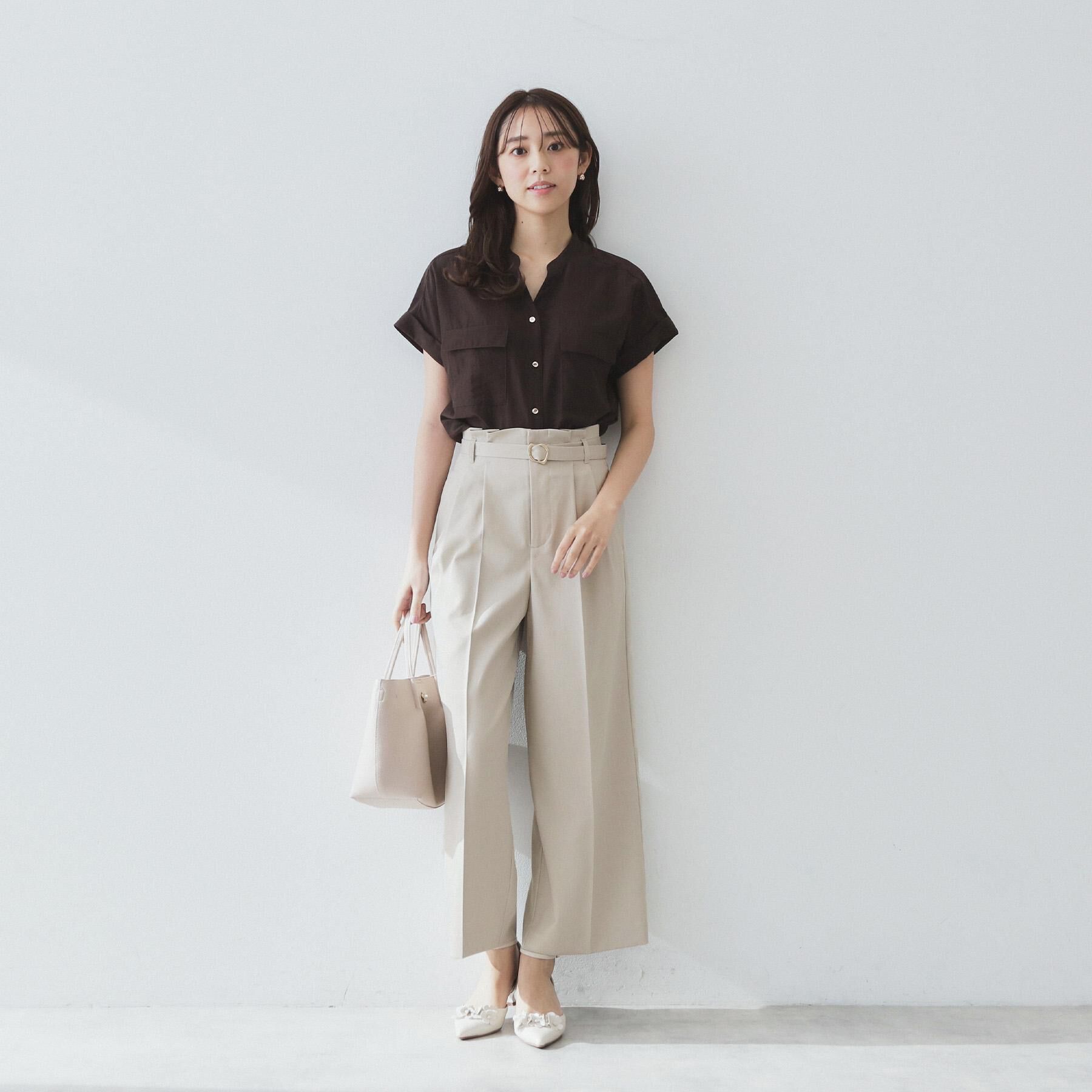 index「ベルト付ストレッチワイドパンツ【防シワ/イージーアイロン/洗濯機洗い可】」|その他|