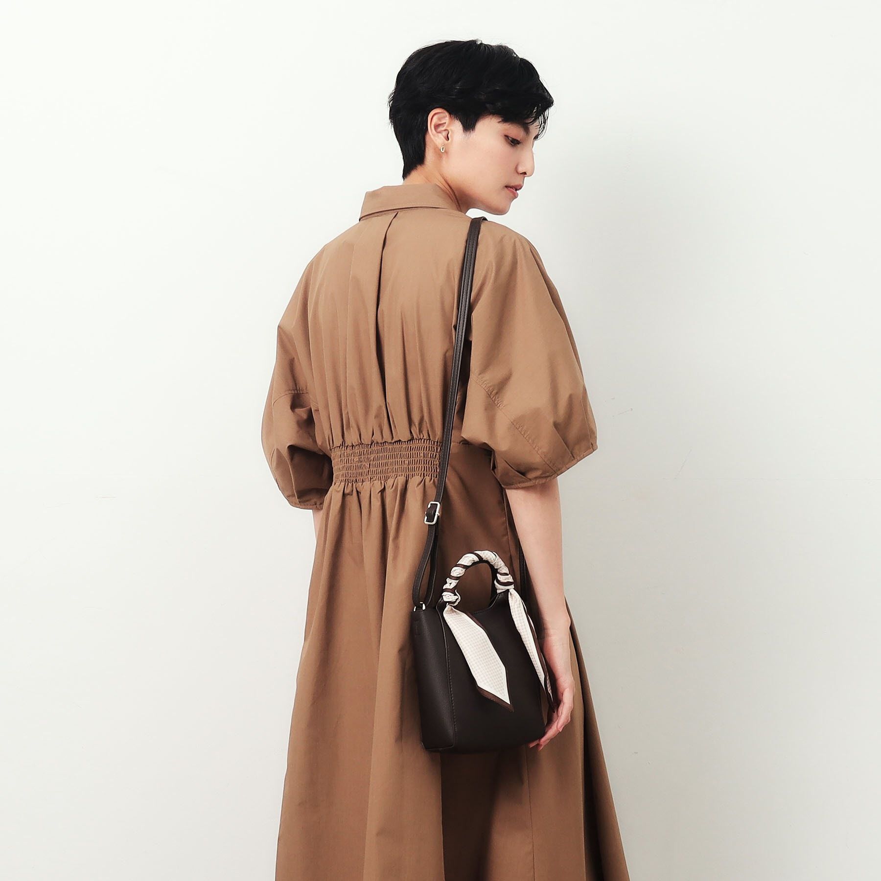 OPAQUE.CLIP「長さ調整可能！千鳥柄スカーフ付き合皮ミニショルダーバッグ」|ショルダー・メッセンジャー|