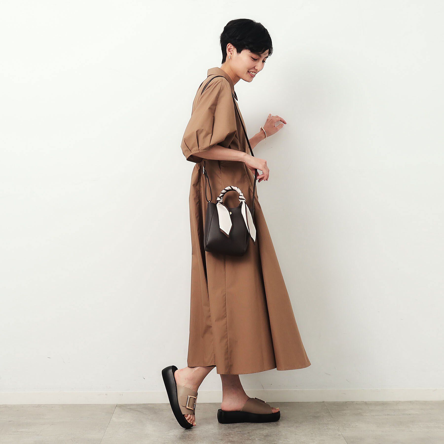 OPAQUE.CLIP「長さ調整可能！千鳥柄スカーフ付き合皮ミニショルダーバッグ」|ショルダー・メッセンジャー|