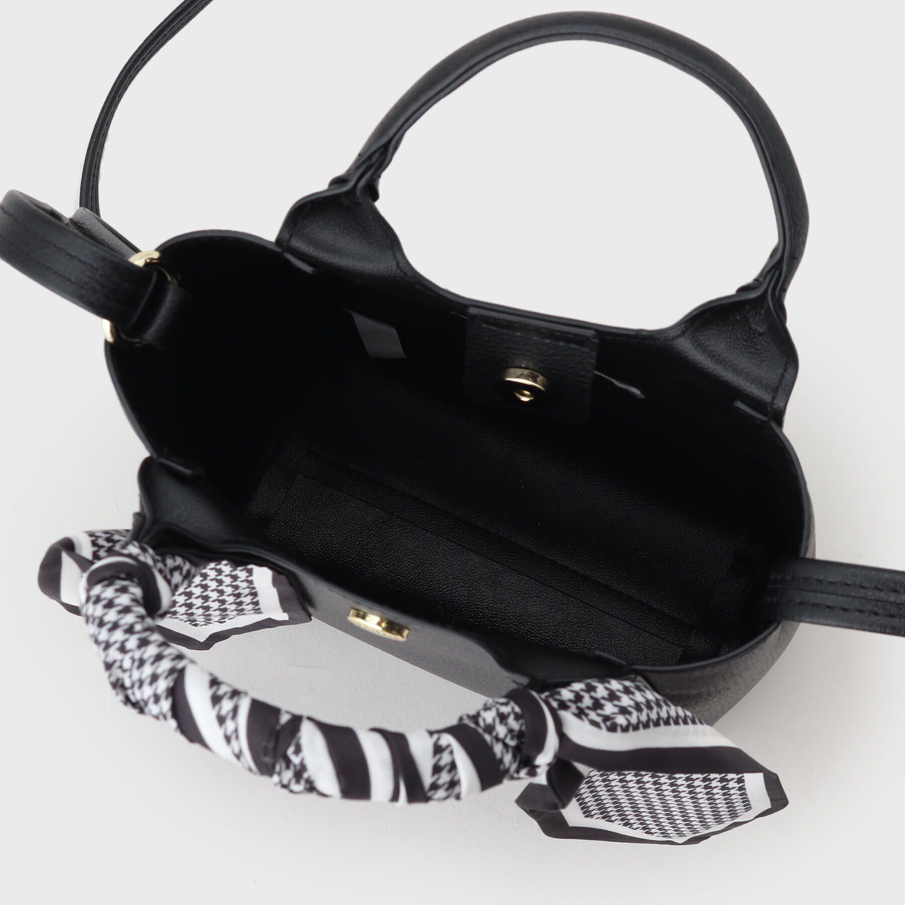 OPAQUE.CLIP「長さ調整可能！千鳥柄スカーフ付き合皮ミニショルダーバッグ」|ショルダー・メッセンジャー|