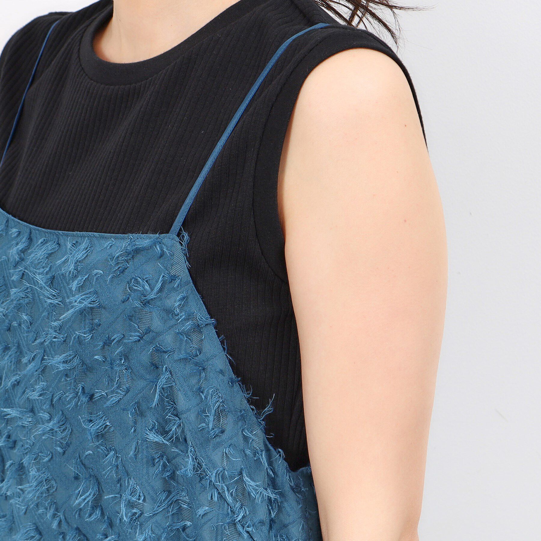 OPAQUE.CLIP「前後2WAYフリンジキャミワンピース【洗濯機洗い可】」|ワンピース|