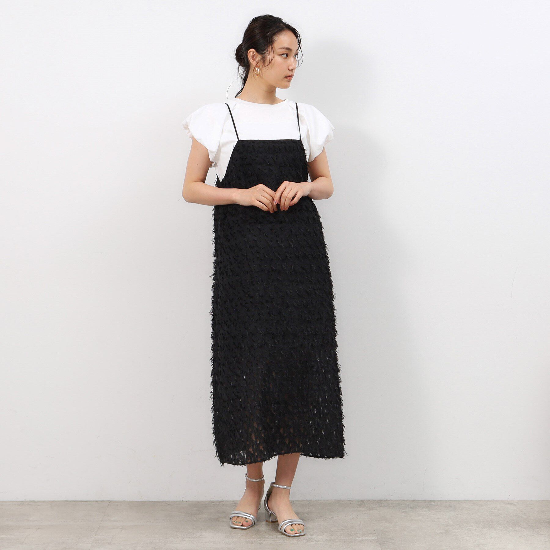 OPAQUE.CLIP「前後2WAYフリンジキャミワンピース【洗濯機洗い可】」|ワンピース|