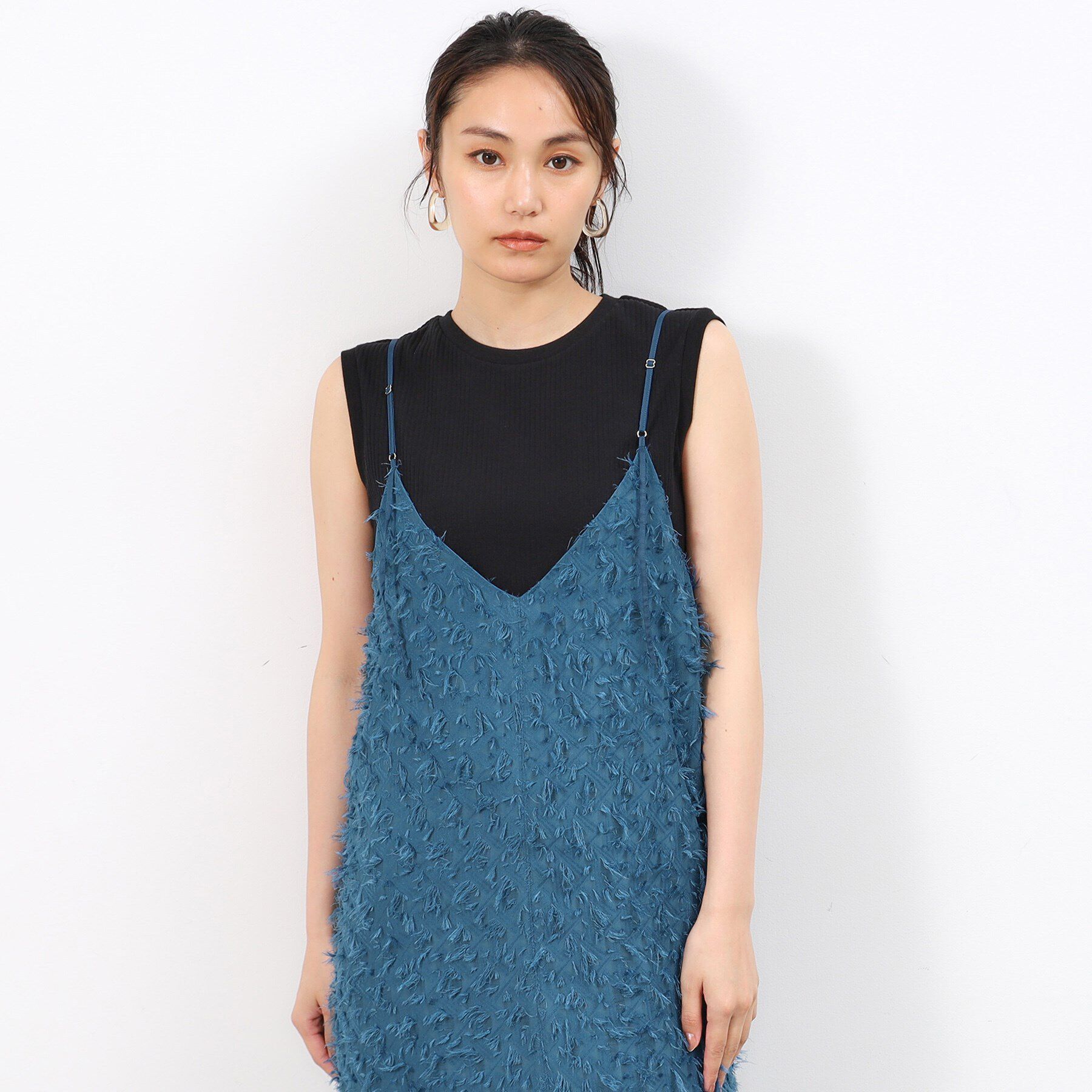 OPAQUE.CLIP「前後2WAYフリンジキャミワンピース【洗濯機洗い可】」|ワンピース|