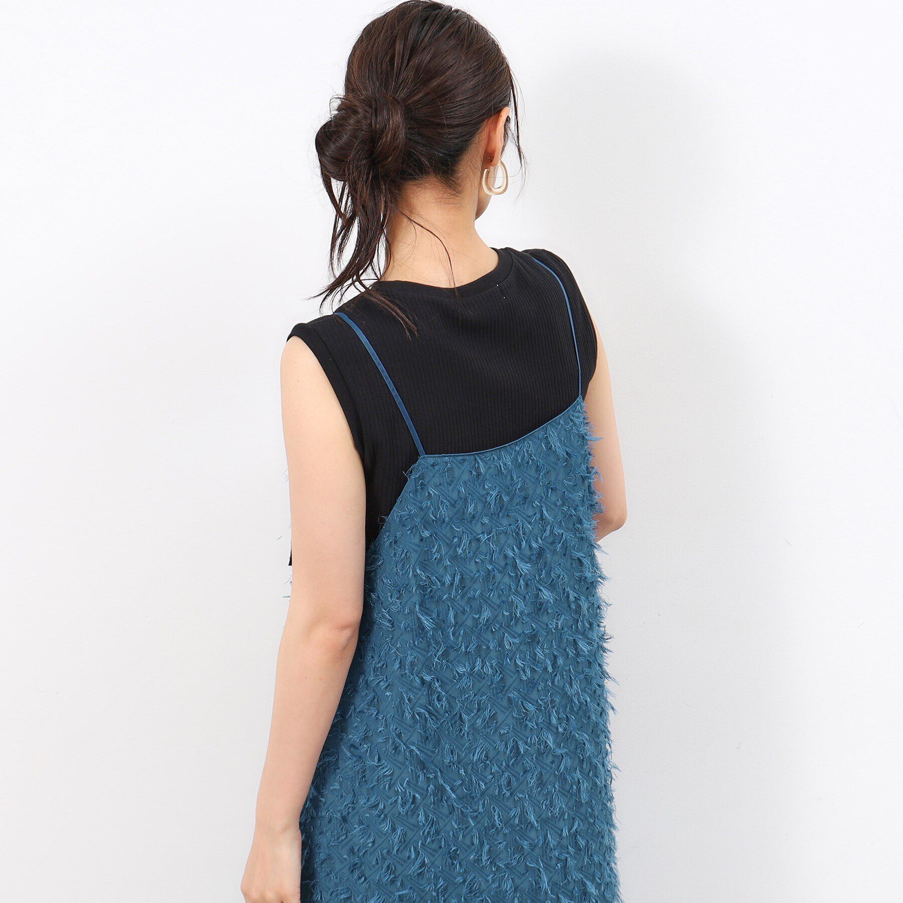 OPAQUE.CLIP「前後2WAYフリンジキャミワンピース【洗濯機洗い可】」|ワンピース|