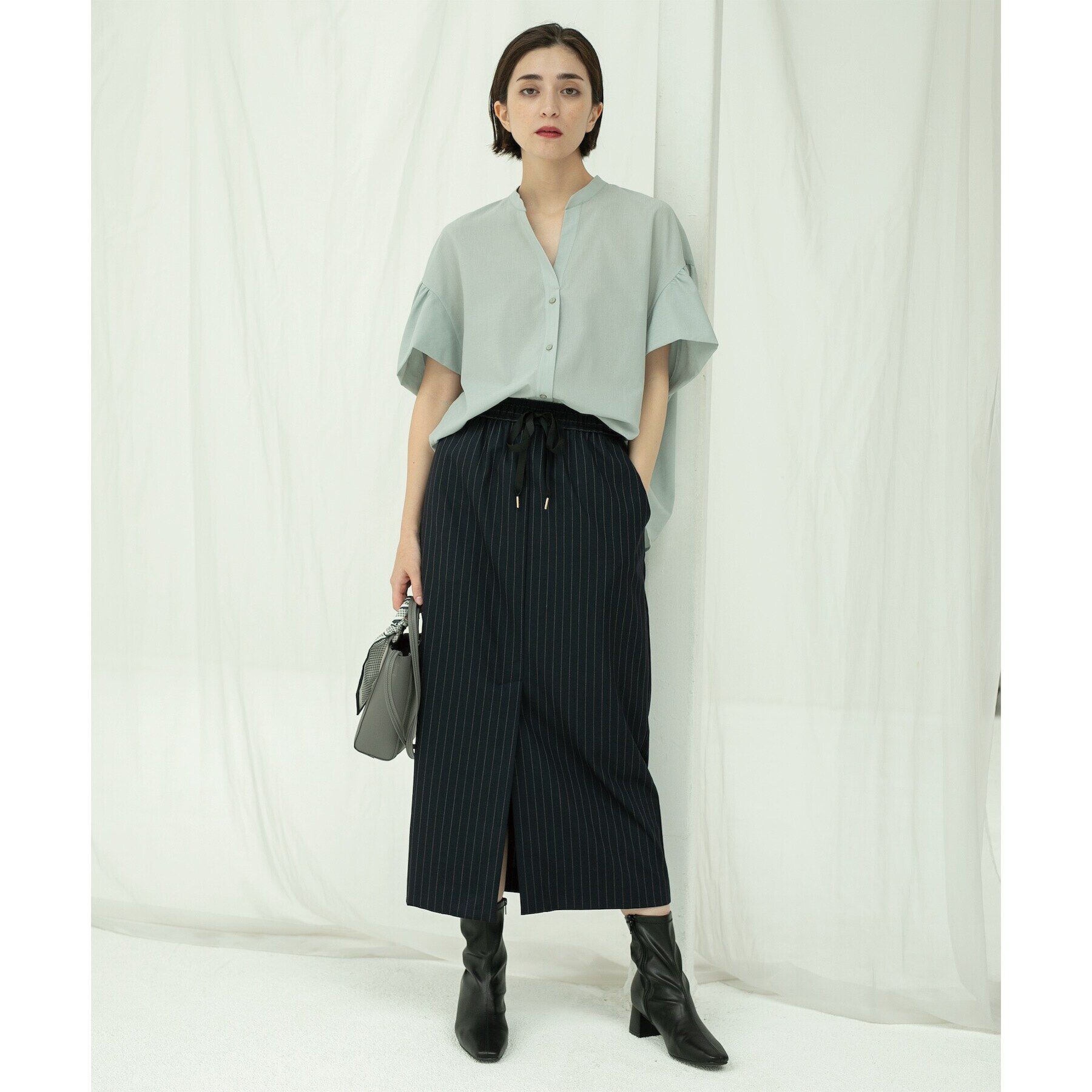 OPAQUE.CLIP「《美人百花掲載》ピンストライプイージーナロースカート【洗濯機洗い可】」|スカート|