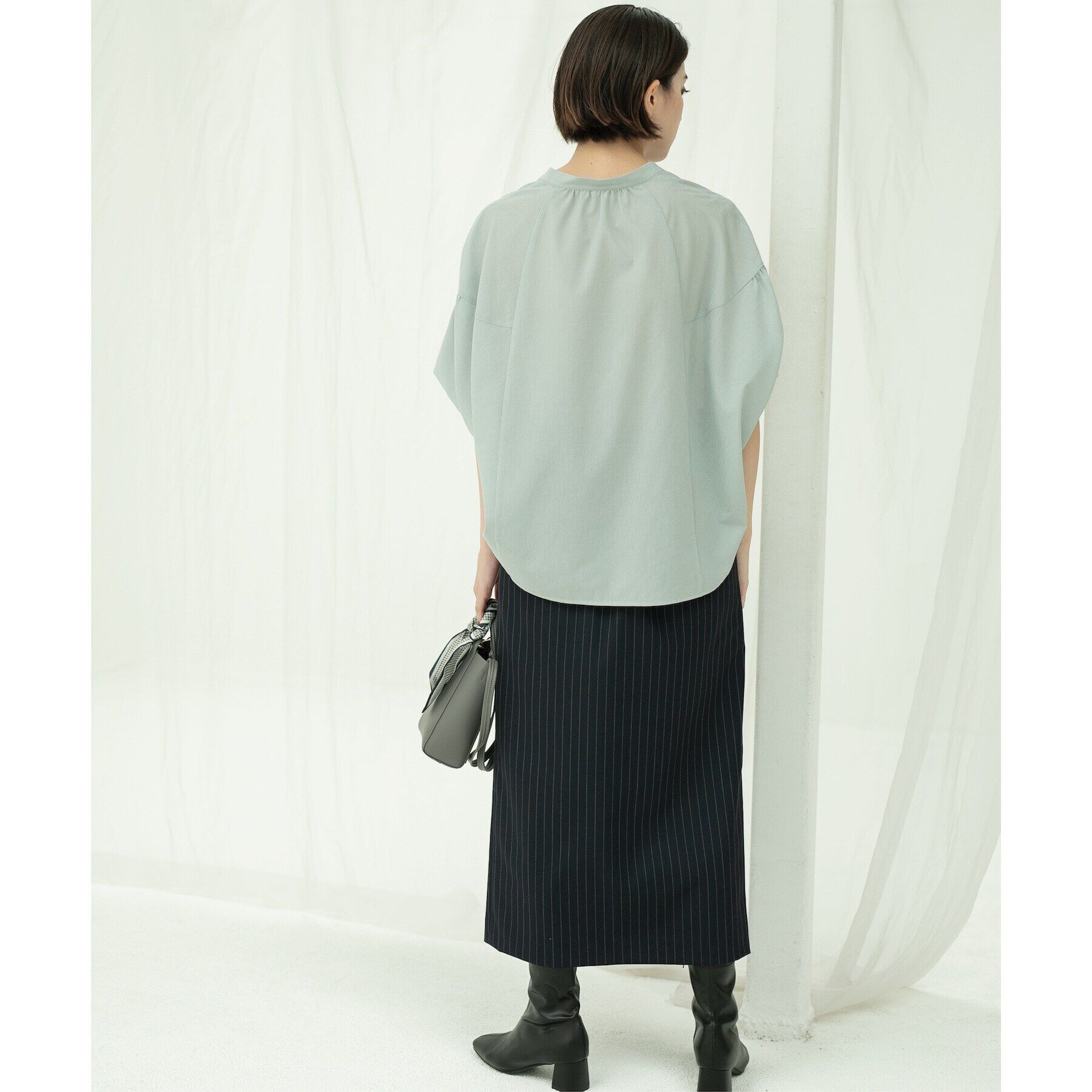 OPAQUE.CLIP「《美人百花掲載》ピンストライプイージーナロースカート【洗濯機洗い可】」|スカート|