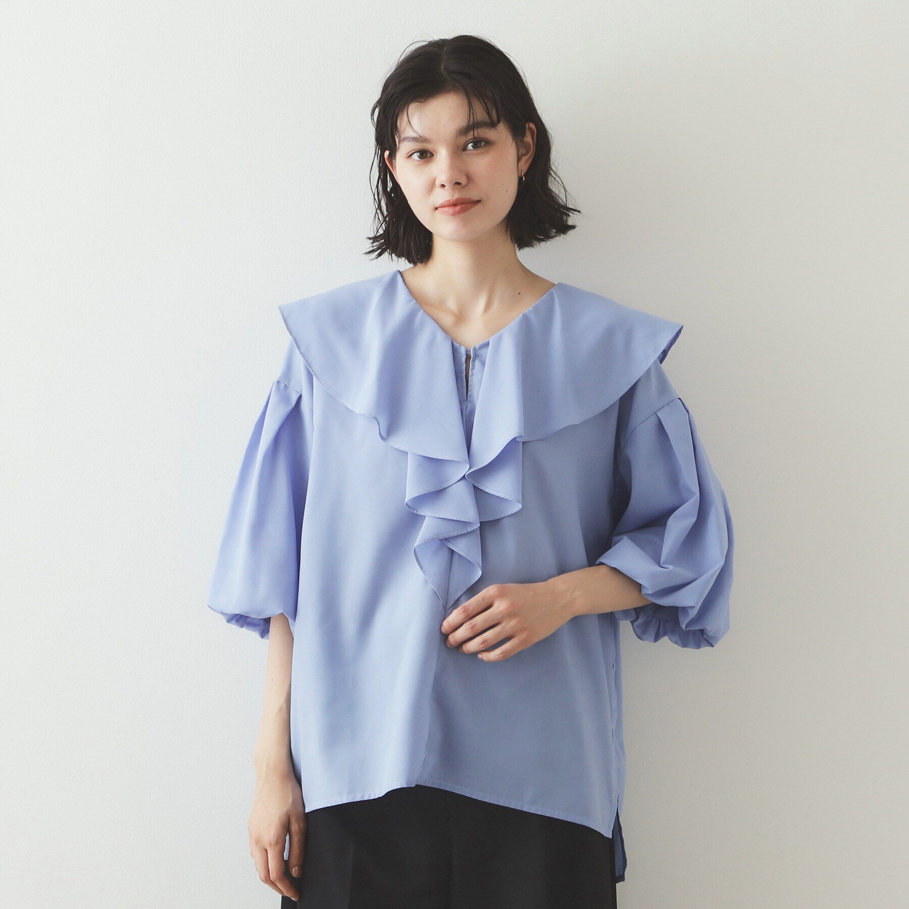 OPAQUE.CLIP「ラッフルフリル バルーンスリーブブラウス【洗濯機洗い可】」|シャツ・ブラウス|