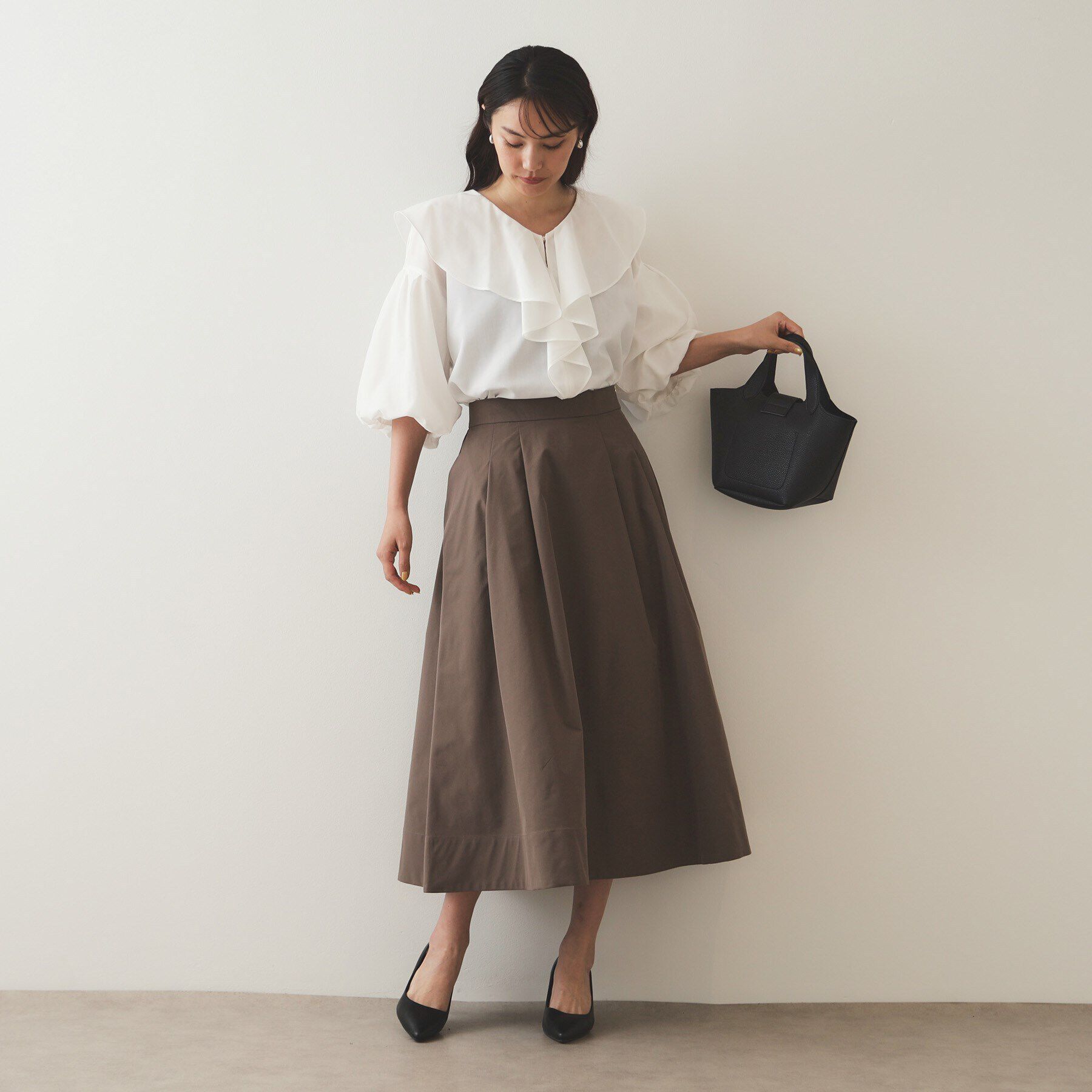 OPAQUE.CLIP「ラッフルフリル バルーンスリーブブラウス【洗濯機洗い可】」|シャツ・ブラウス|