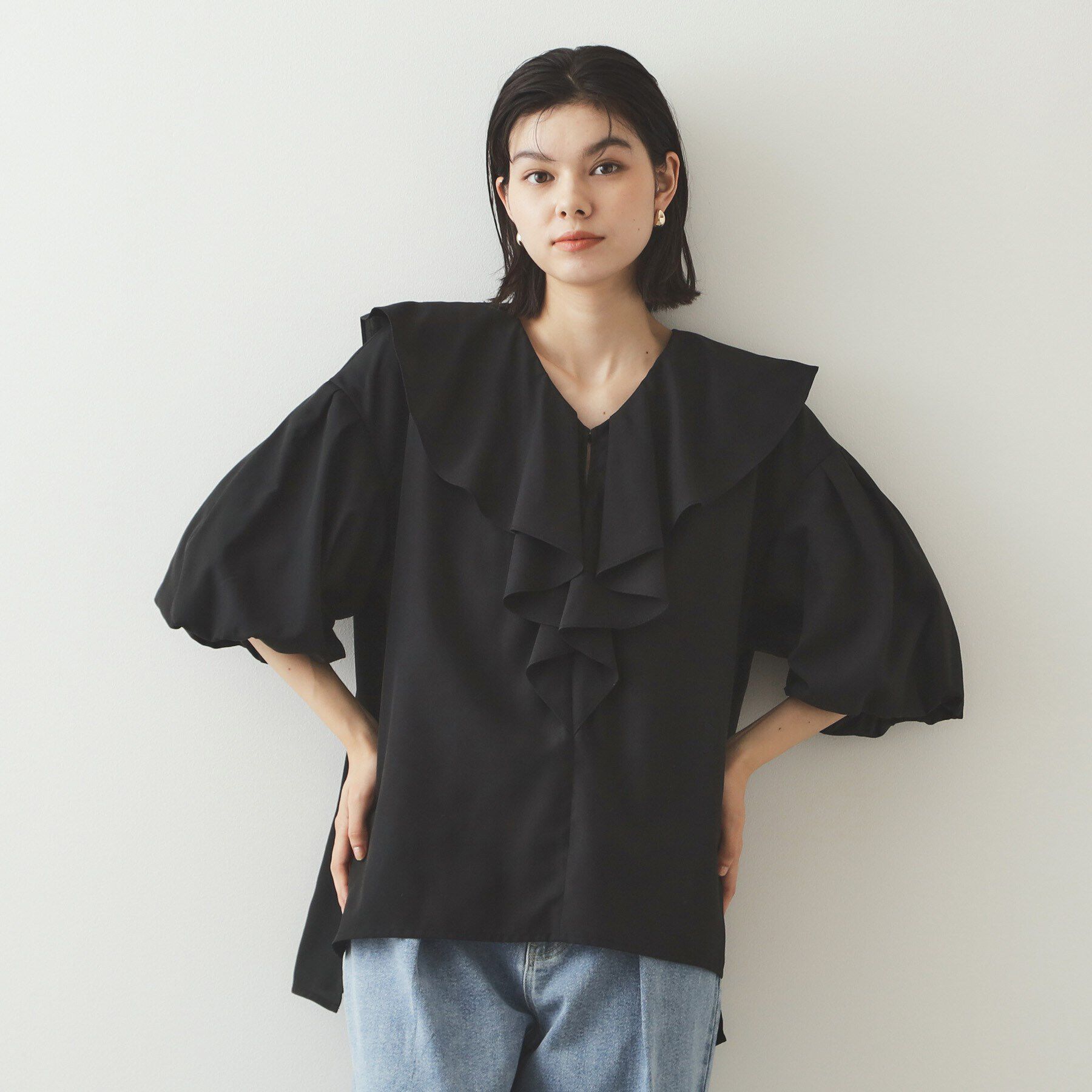 OPAQUE.CLIP「ラッフルフリル バルーンスリーブブラウス【洗濯機洗い可】」|シャツ・ブラウス|
