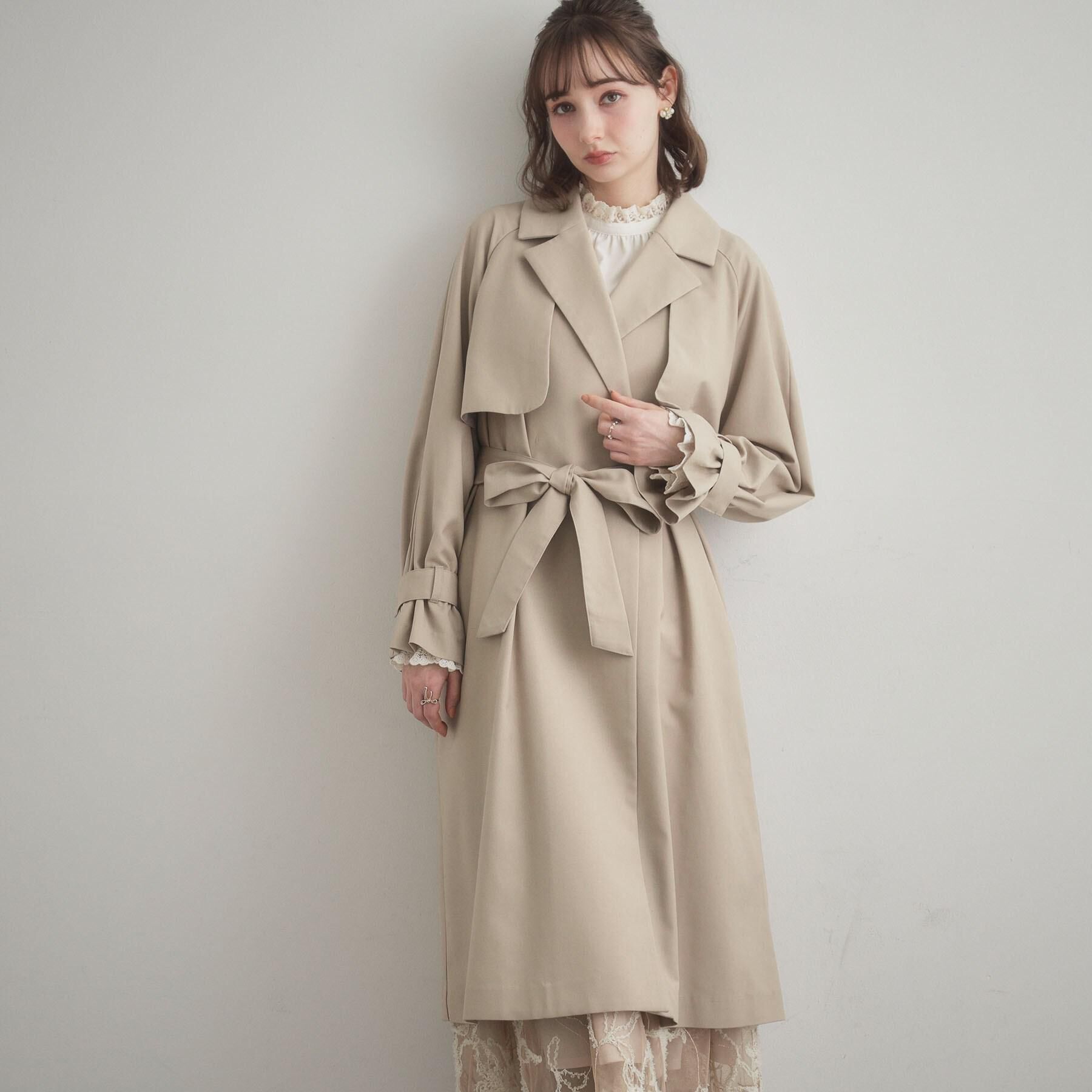 Couture broach「【撥水・ハレの日・通勤】ロングトレンチコート」|トレンチコート|ベージュ(052)