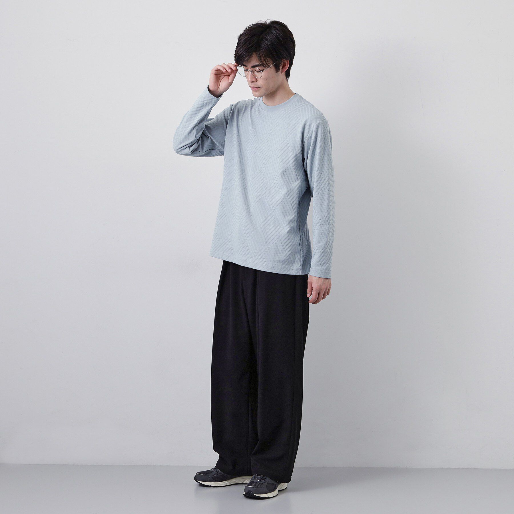 THE SHOP TK「【長く愛せる、定番ロンT】リンクスジャカード長袖Tシャツ」|Tシャツ・カットソー|