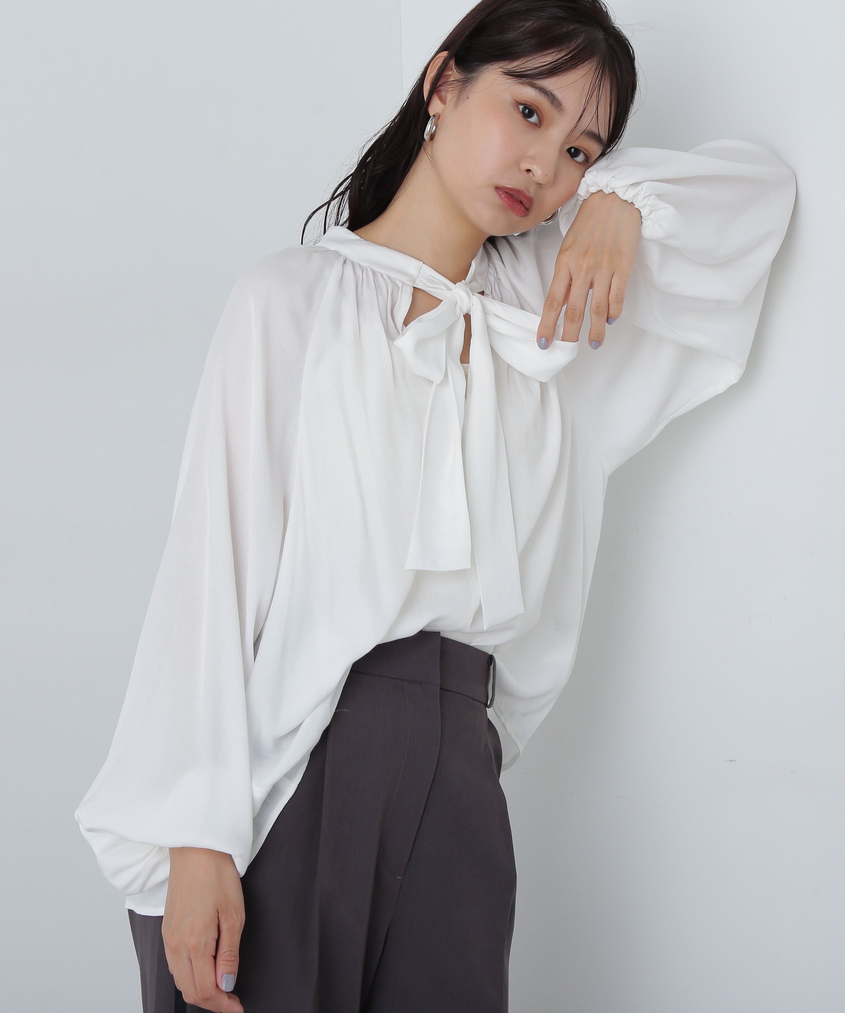  「前後2wayボウタイブラウス」|シャツ・ブラウス|