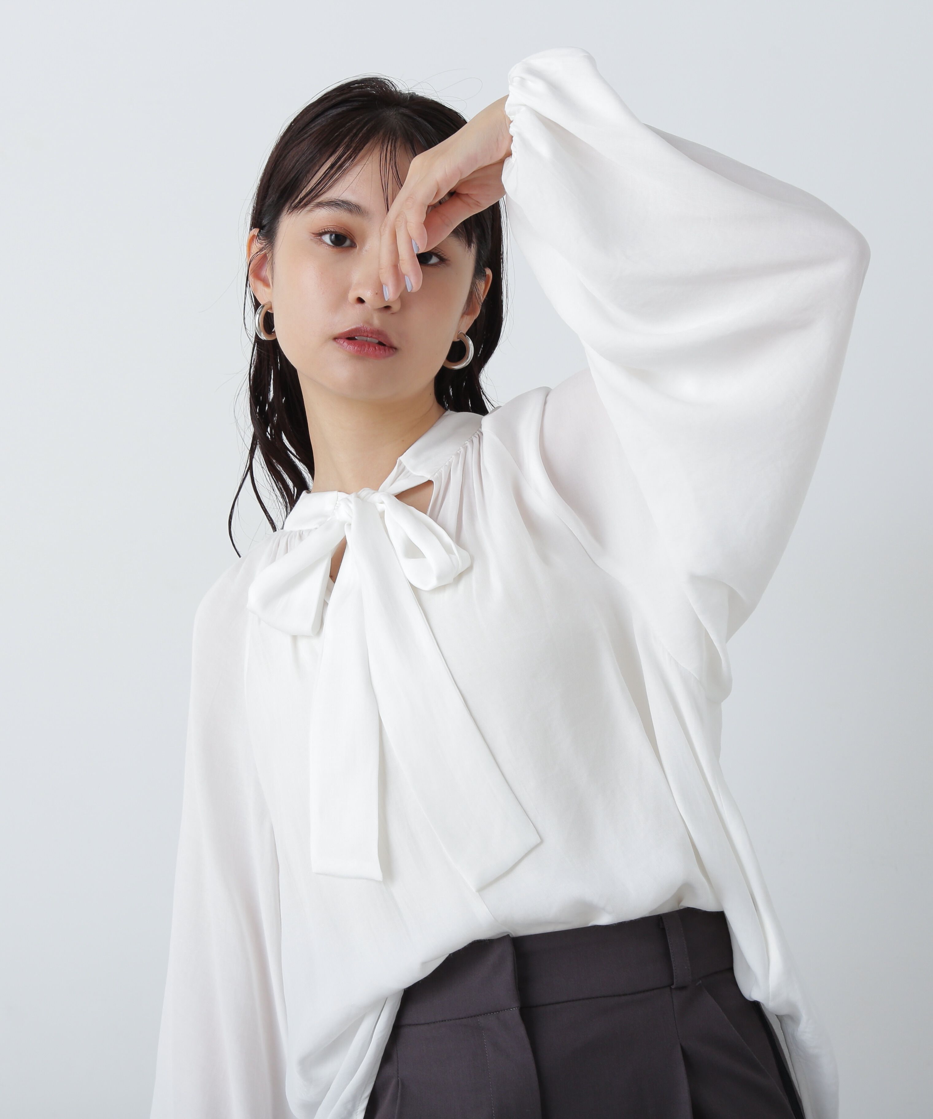  「前後2wayボウタイブラウス」|シャツ・ブラウス|