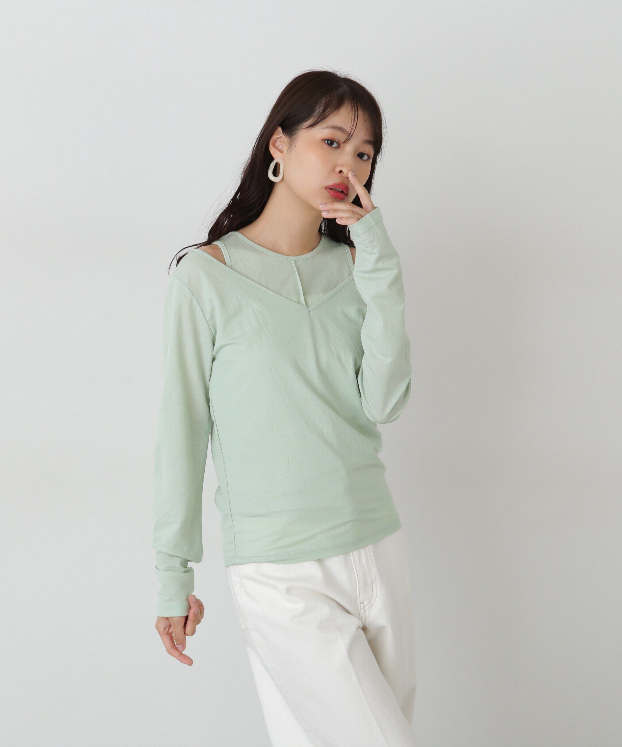  「タンク&times;ロンTレイヤードカットソー」|Tシャツ・カットソー|グリーン