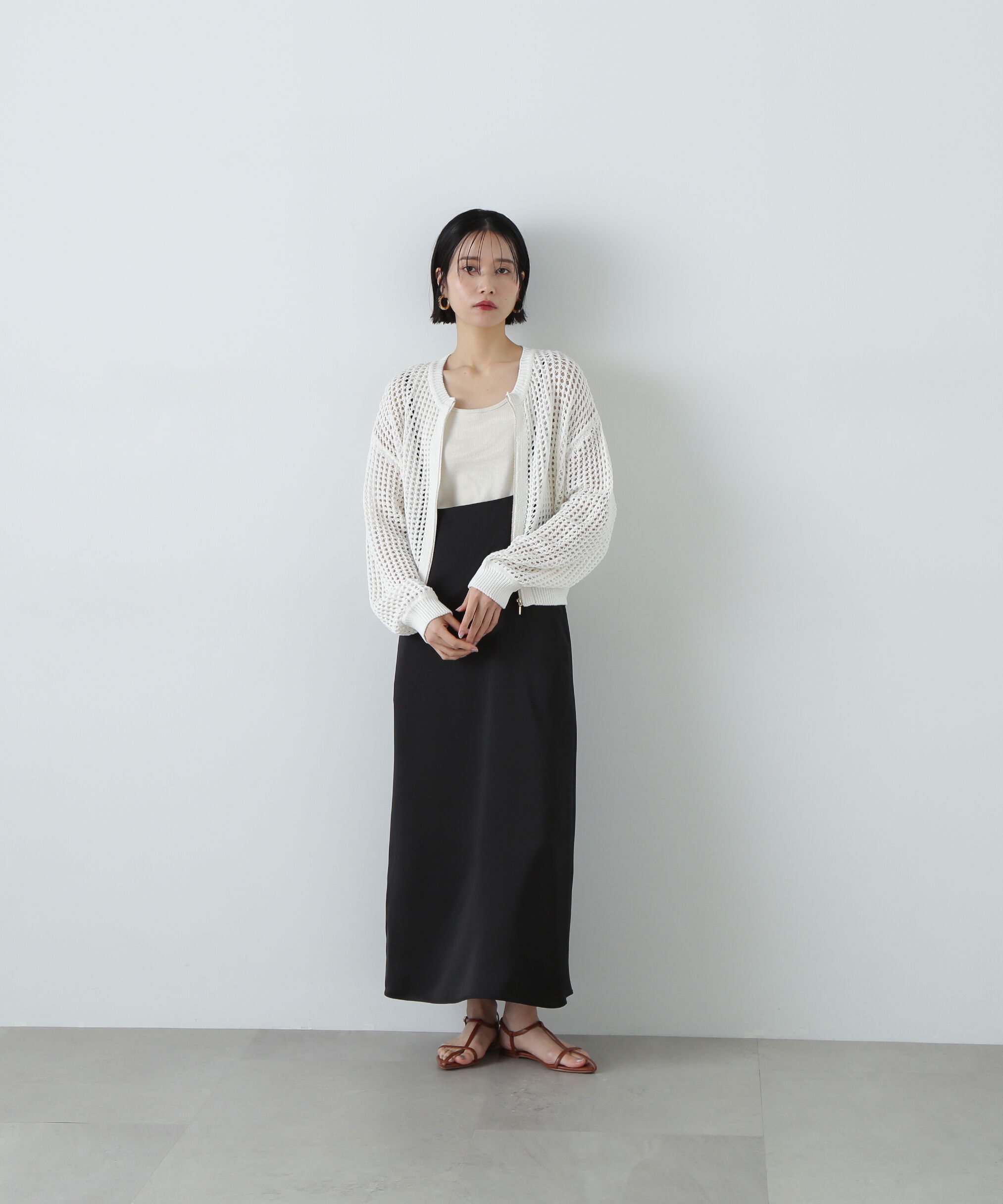  「メッシュZIPニットカーディガン」|ニット・セーター|