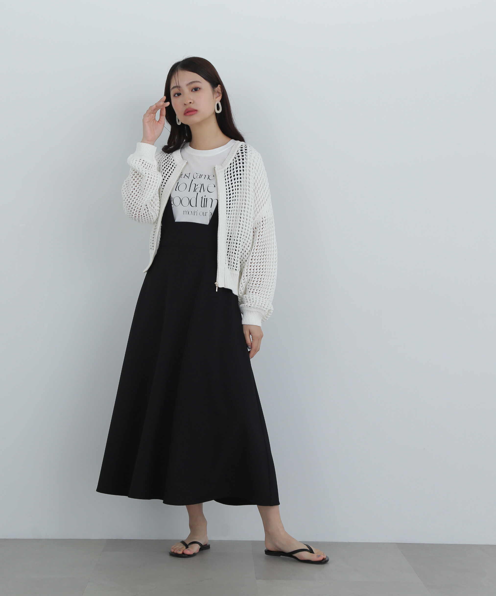  「メッシュZIPニットカーディガン」|ニット・セーター|