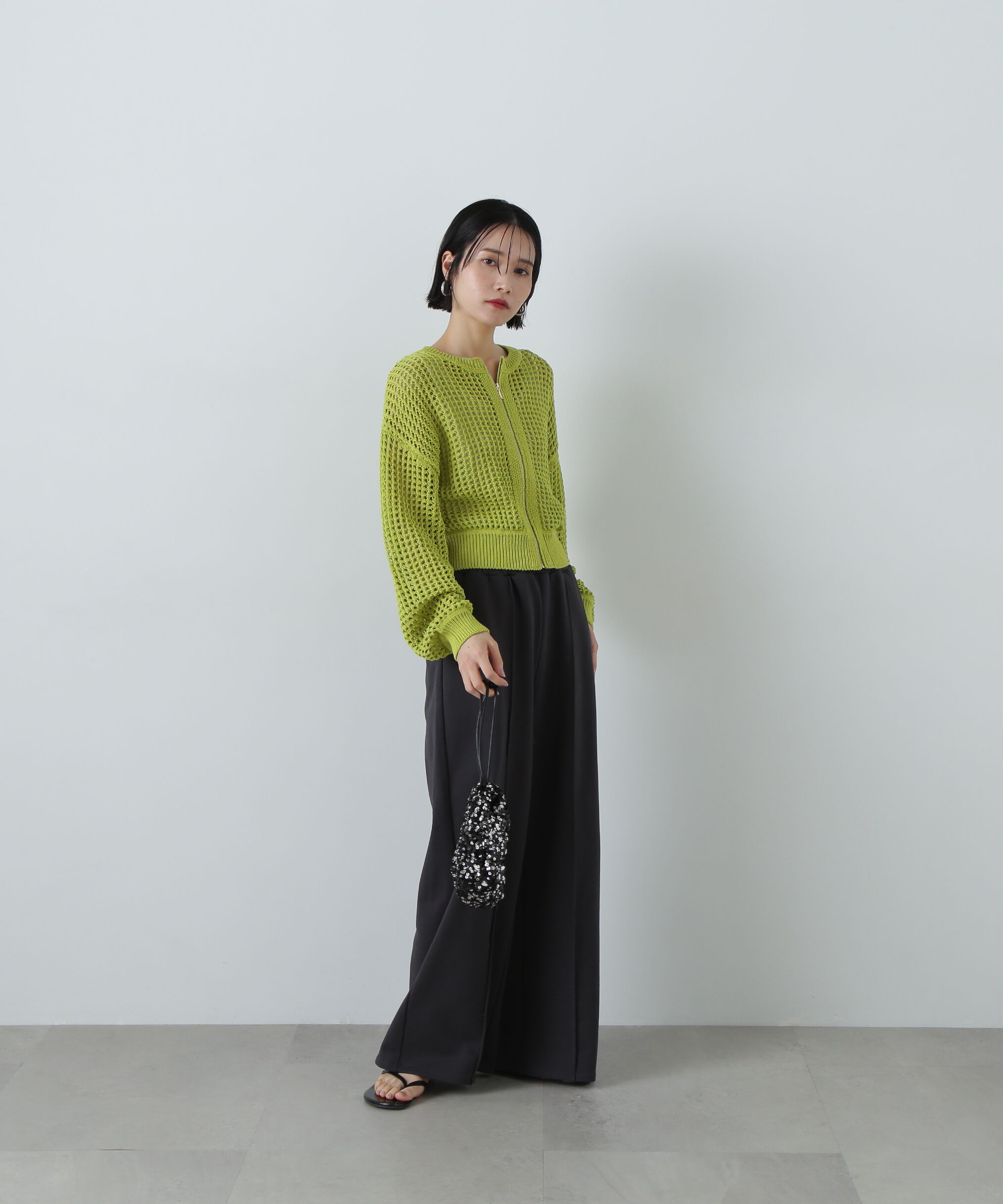  「メッシュZIPニットカーディガン」|ニット・セーター|