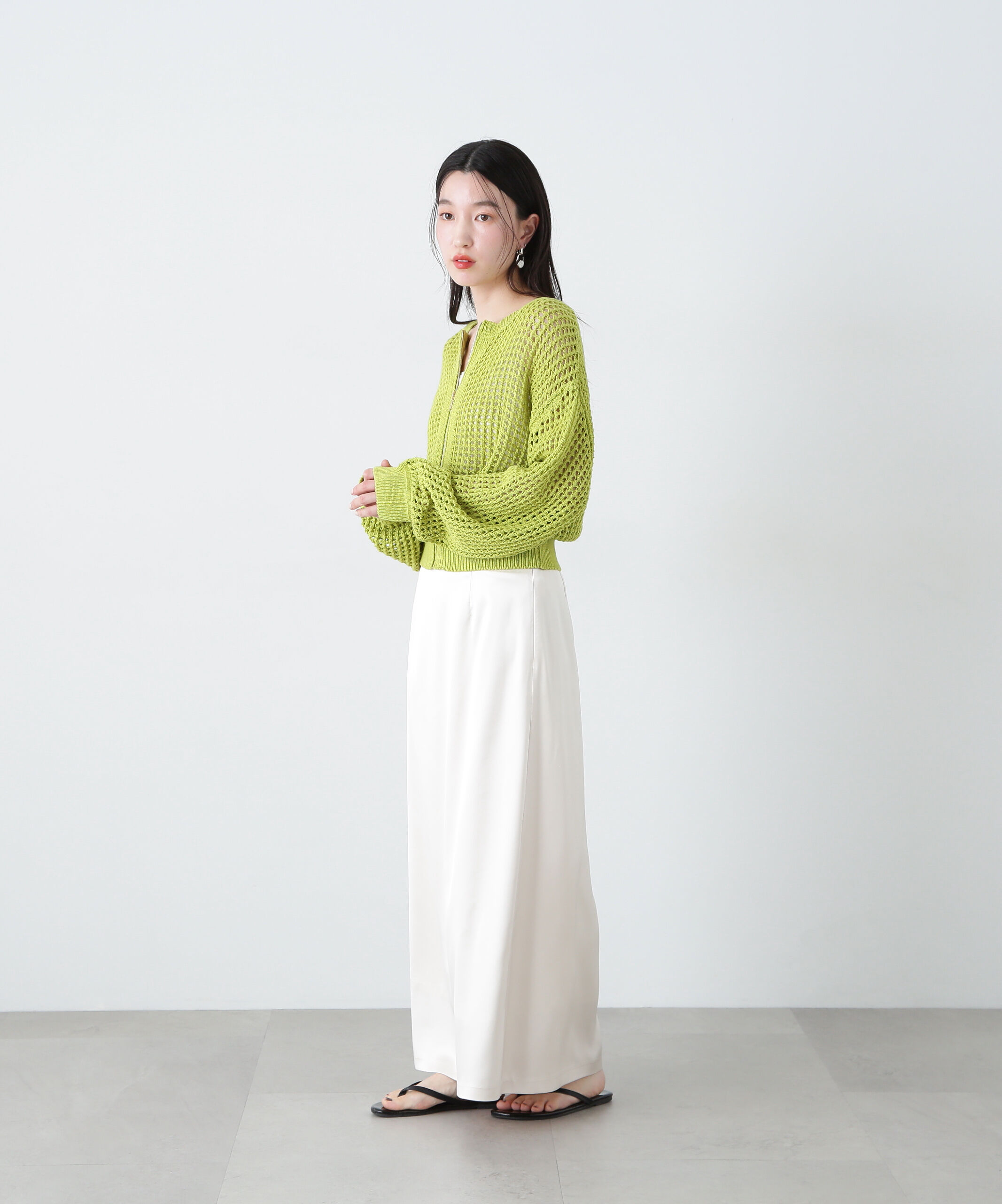  「メッシュZIPニットカーディガン」|ニット・セーター|