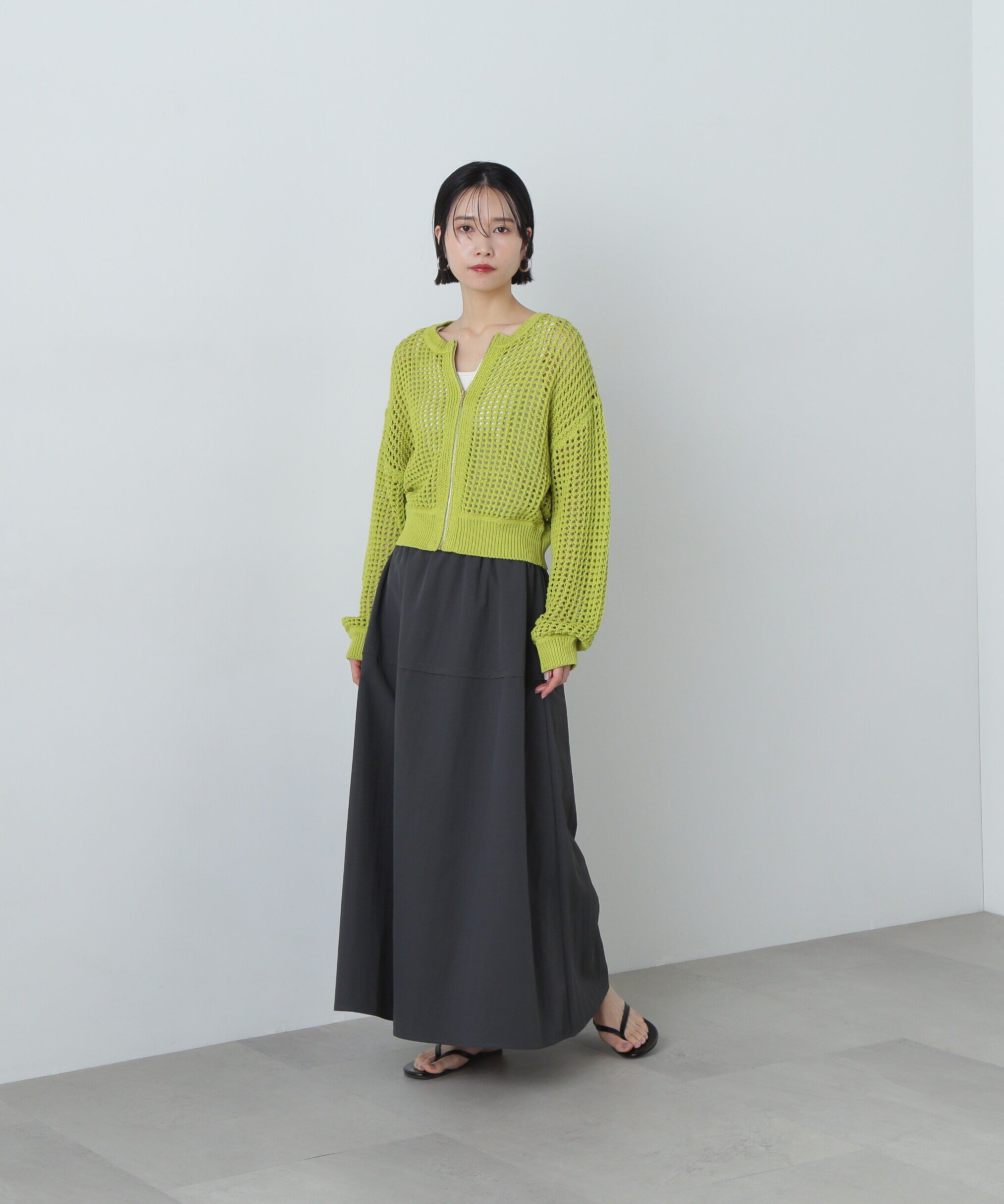  「メッシュZIPニットカーディガン」|ニット・セーター|