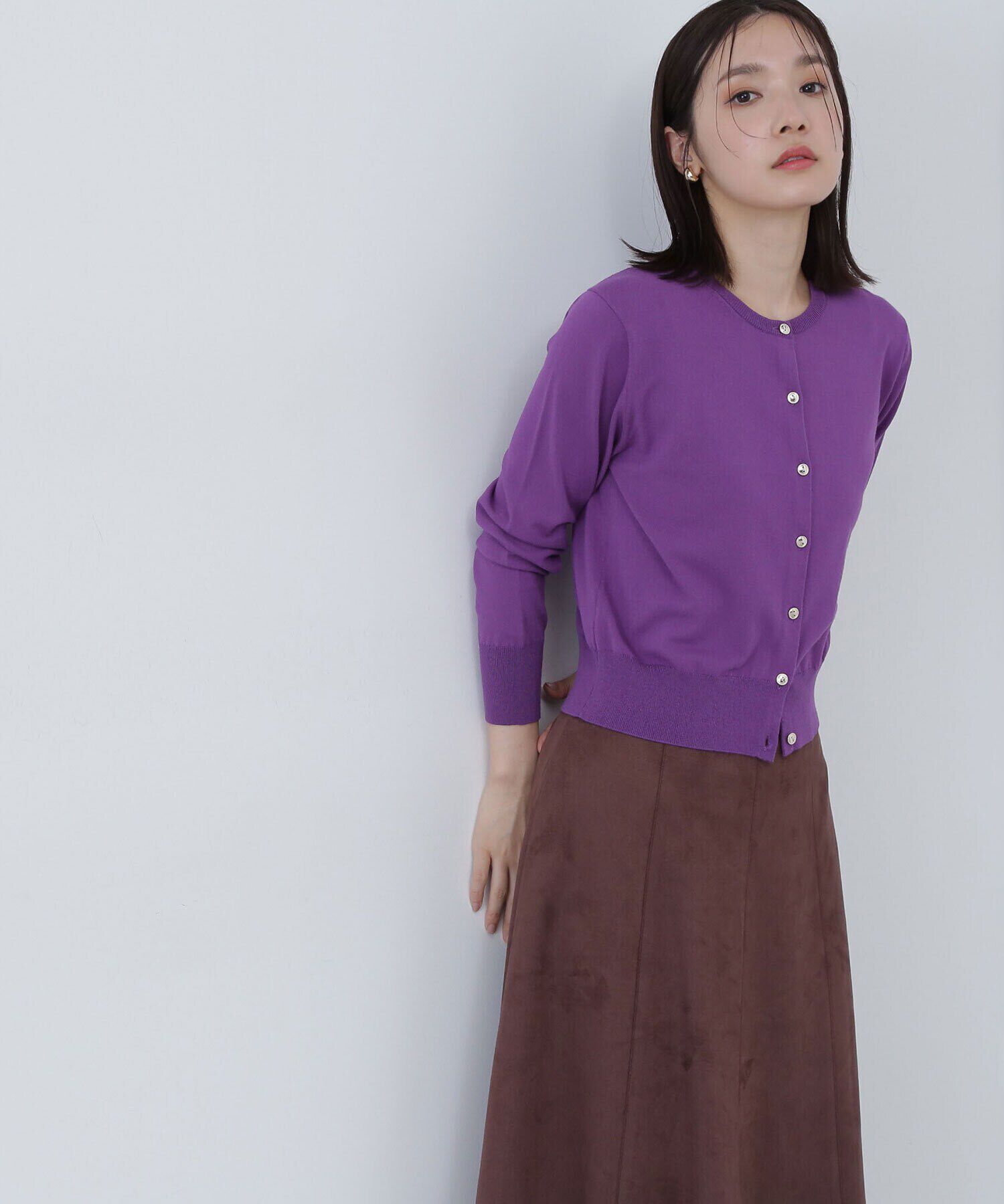  「オータムベーシックカーディガン」|ニット・セーター|パープル