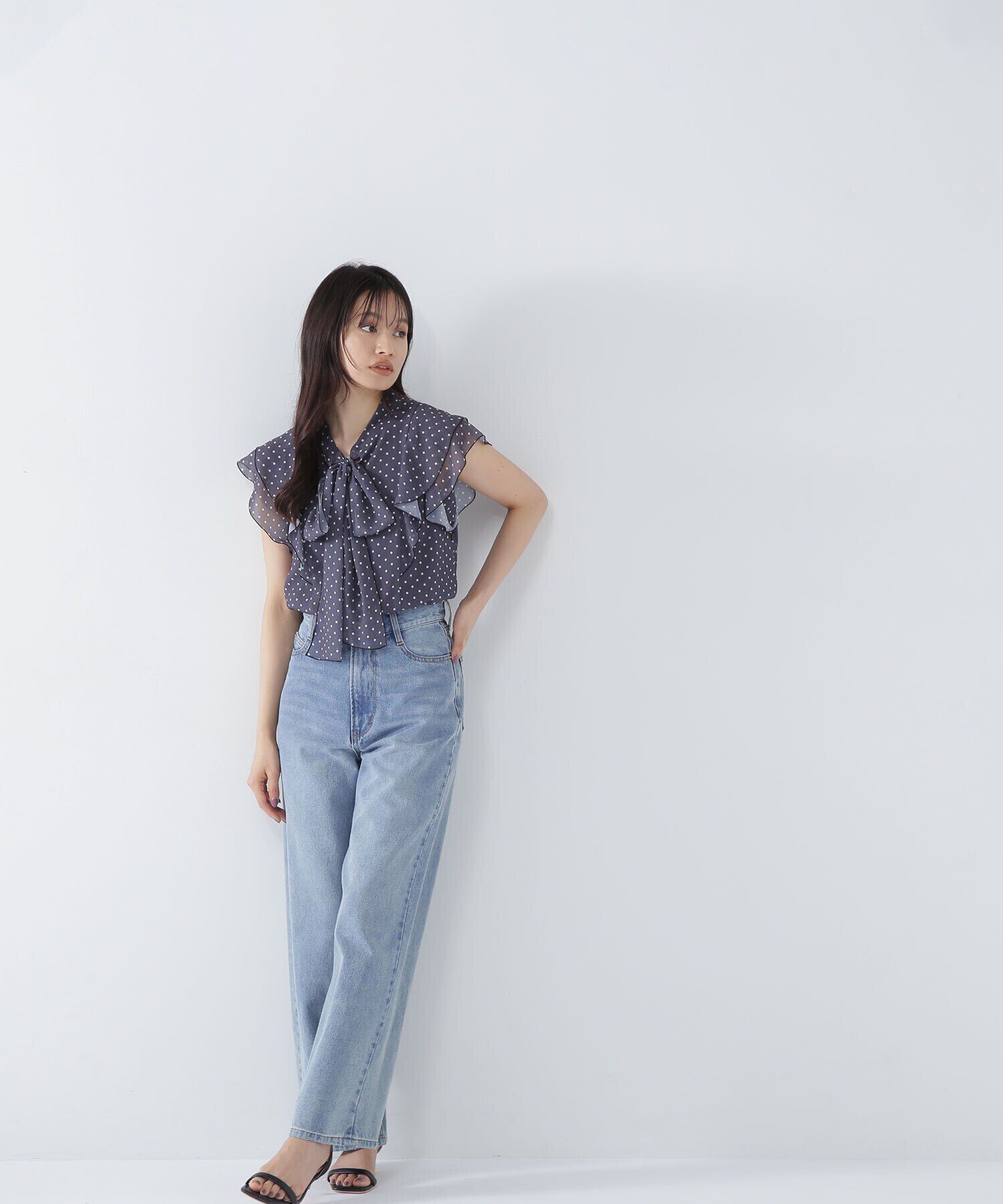  「リボンボウタイドットブラウス」|シャツ・ブラウス|