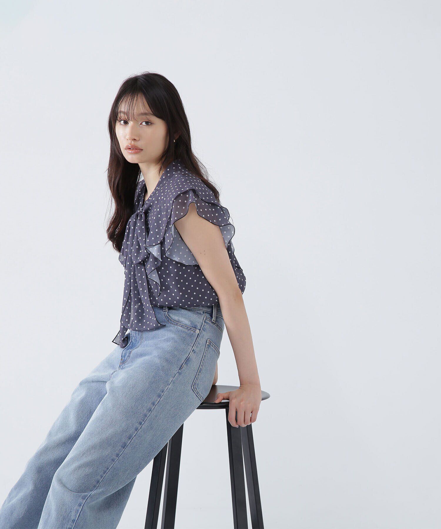  「リボンボウタイドットブラウス」|シャツ・ブラウス|