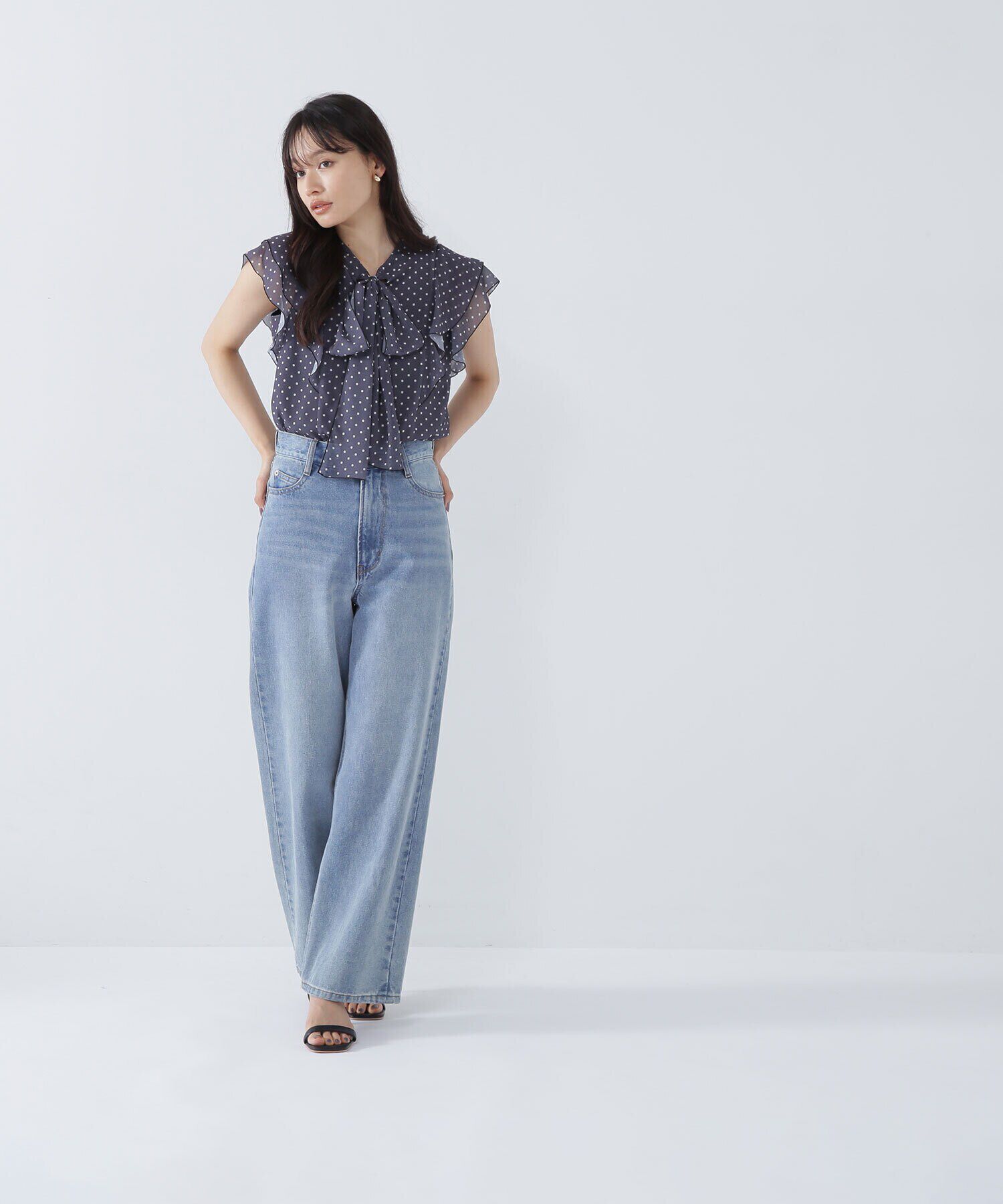  「リボンボウタイドットブラウス」|シャツ・ブラウス|