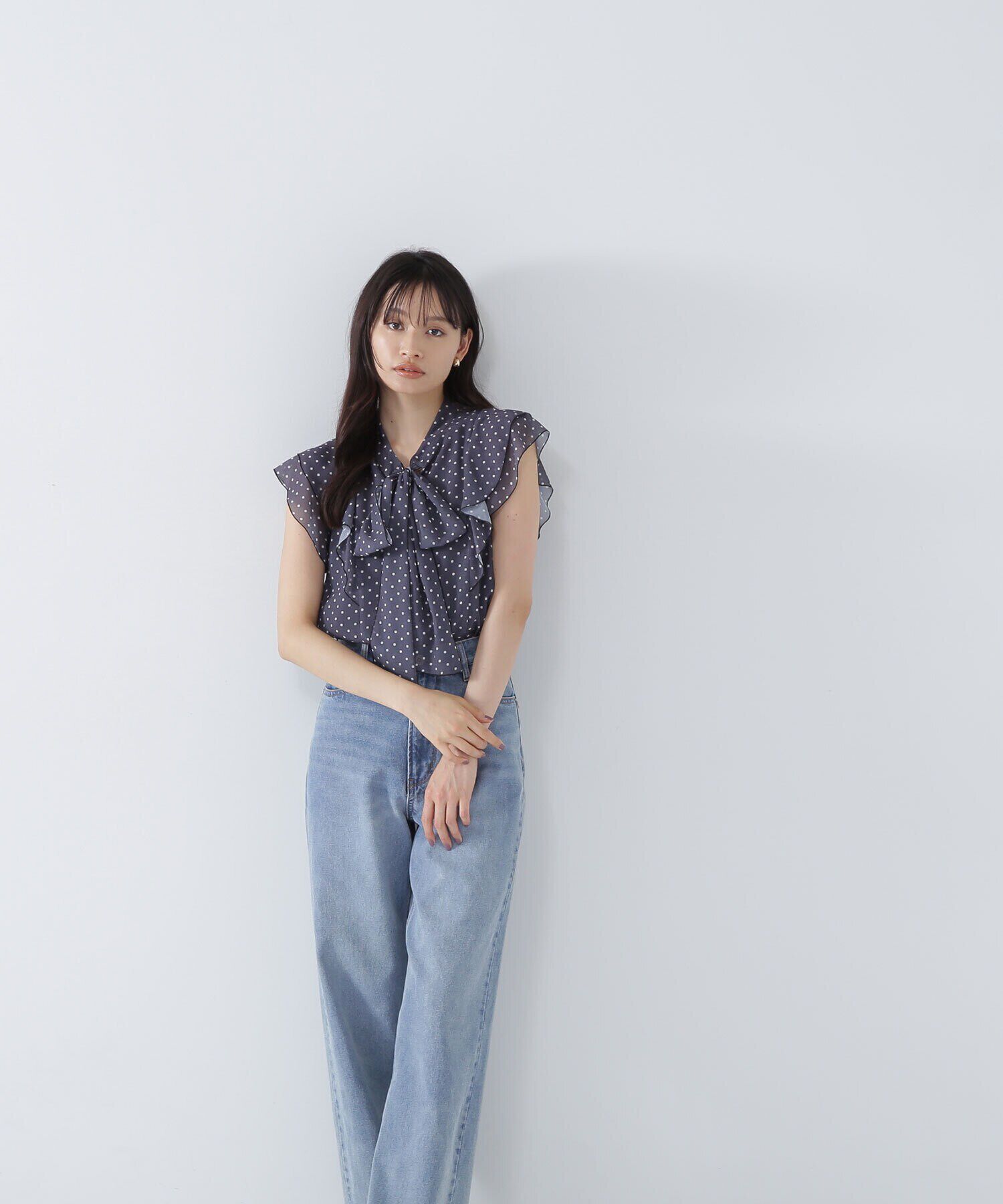  「リボンボウタイドットブラウス」|シャツ・ブラウス|