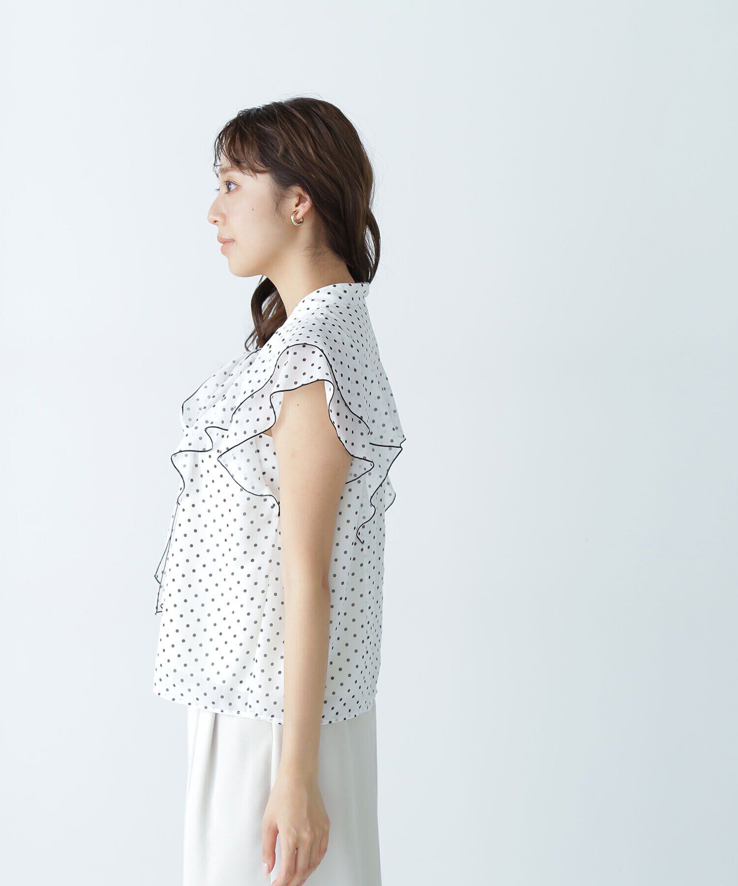  「リボンボウタイドットブラウス」|シャツ・ブラウス|